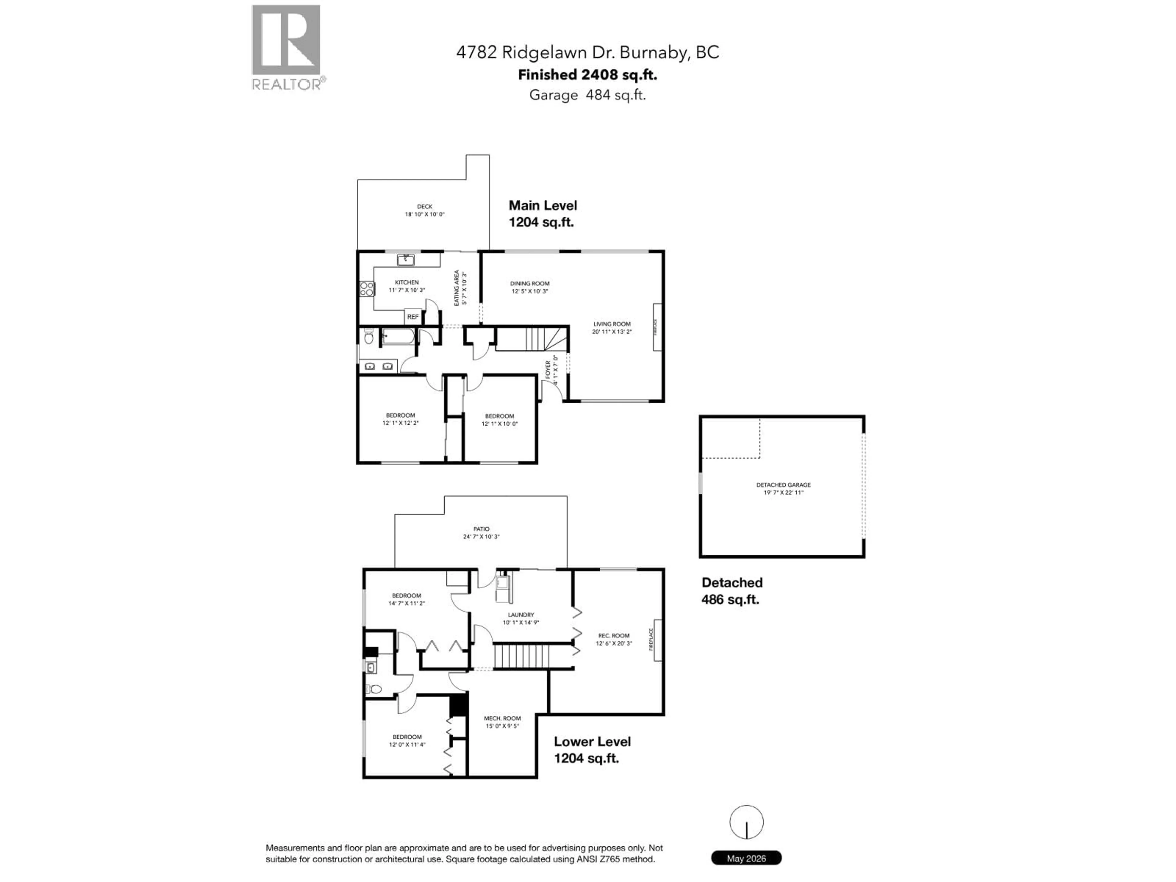 Floor plan for 4782 RIDGELAWN DRIVE, Burnaby British Columbia V5C3Y2
