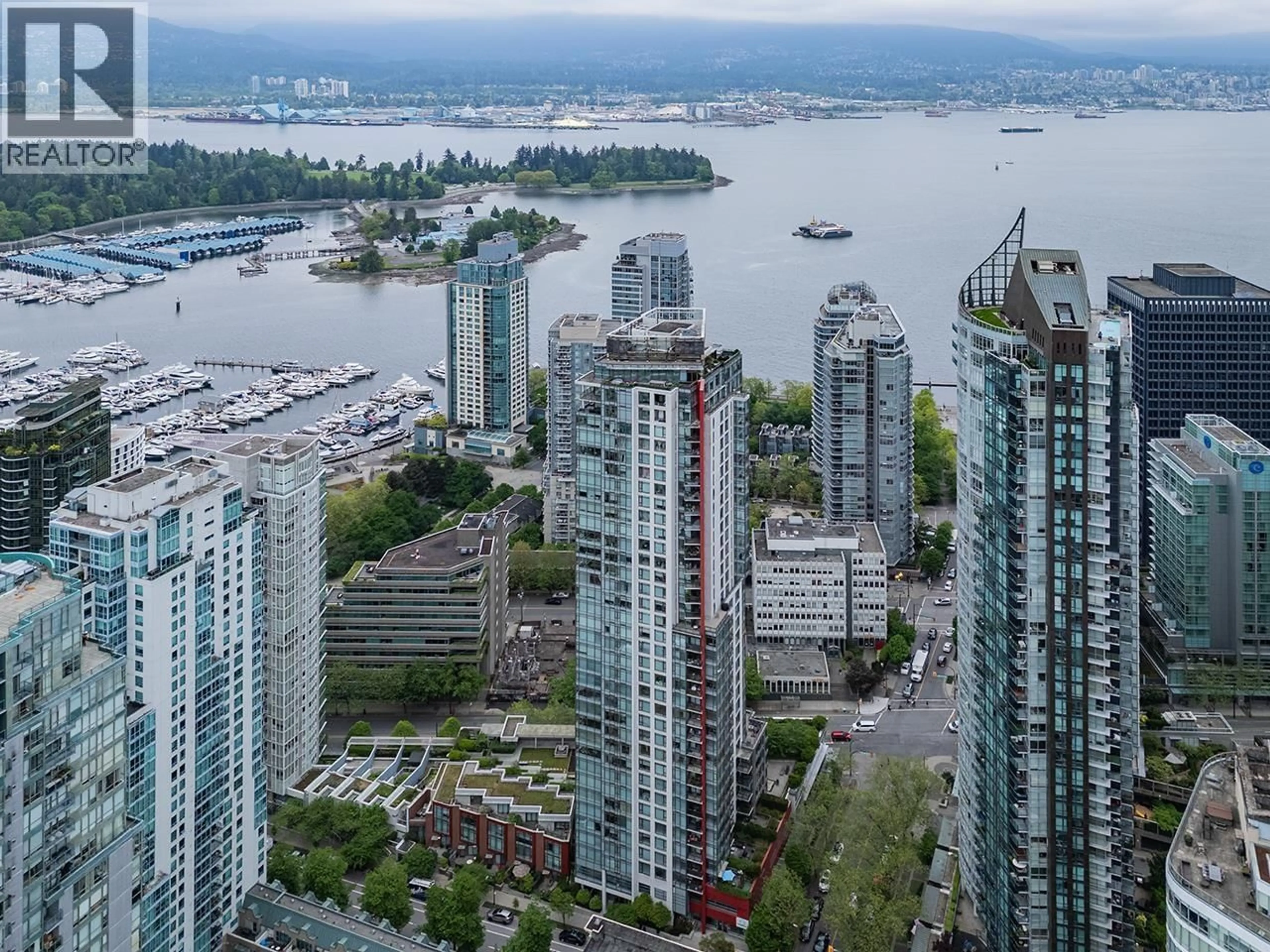 A pic from outside/outdoor area/front of a property/back of a property/a pic from drone, water/lake/river/ocean view for 1602 - 1211 MELVILLE STREET, Vancouver British Columbia V6E0A7