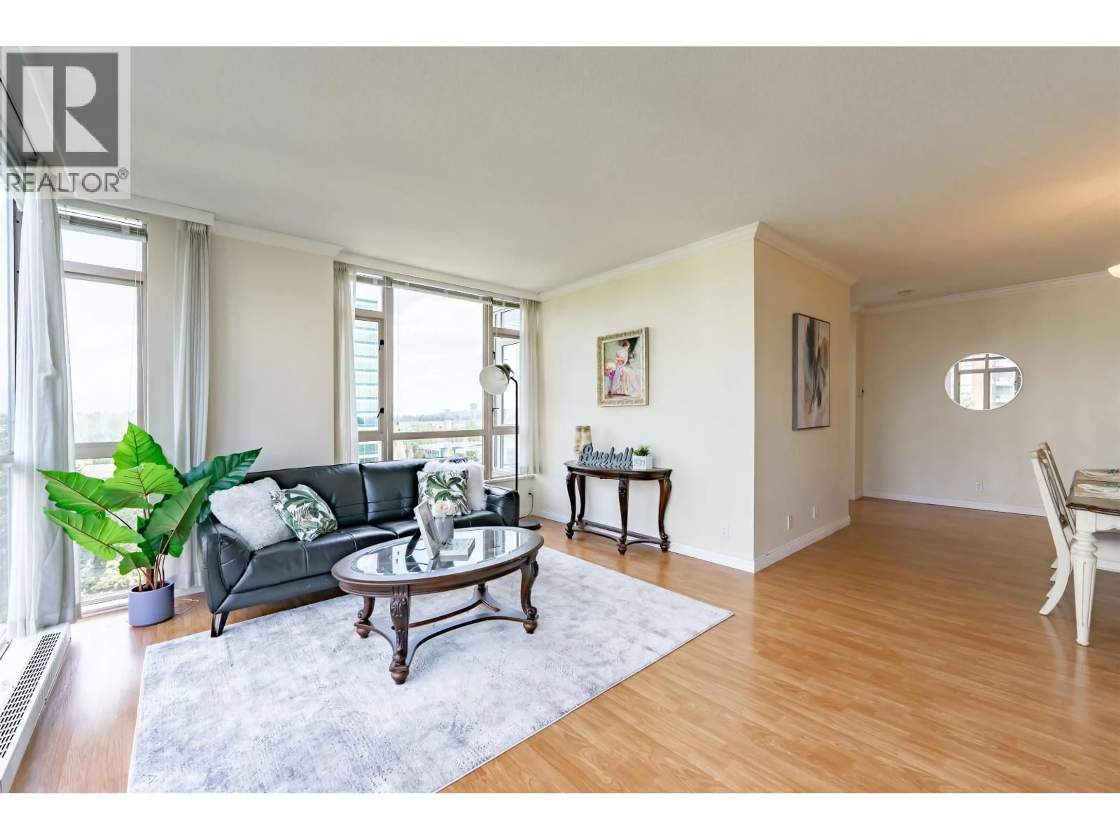 Living room with furniture, wood/laminate floor for 1104 - 6888 STATION HILL DRIVE, Burnaby British Columbia V3N4X5