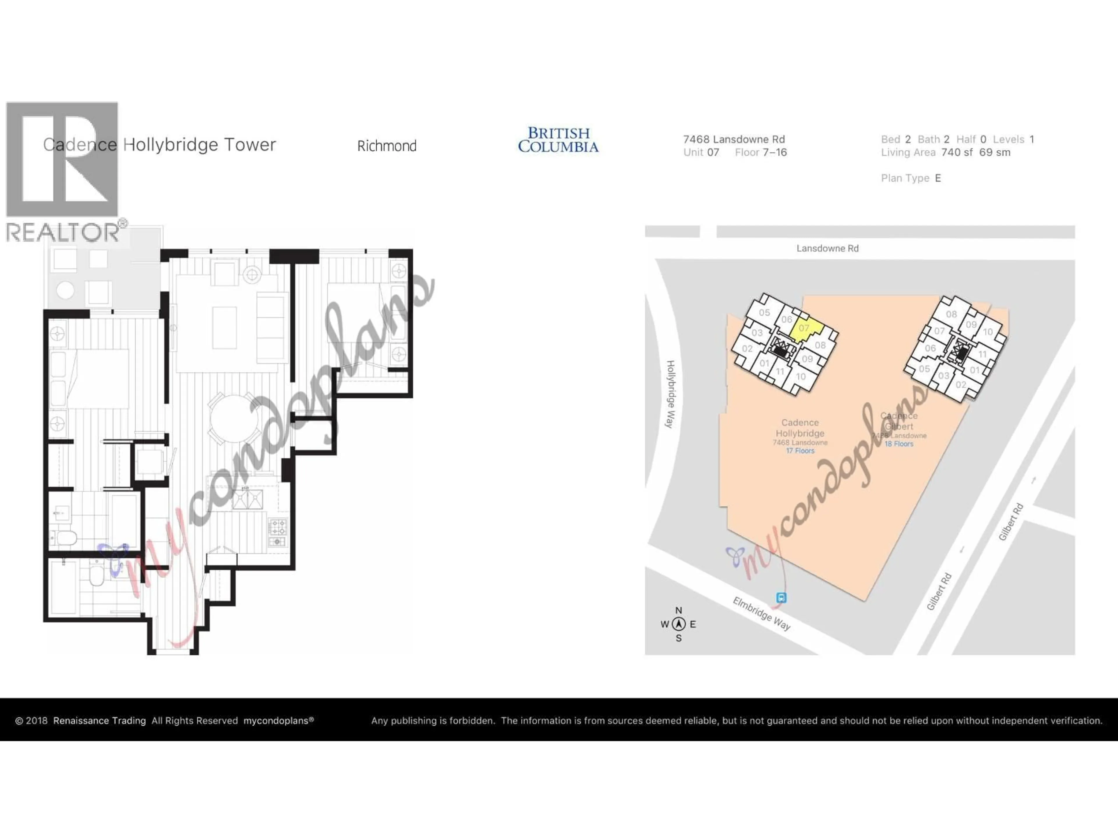 Floor plan for 1007 - 7468 LANSDOWNE ROAD, Richmond British Columbia V7C0B7