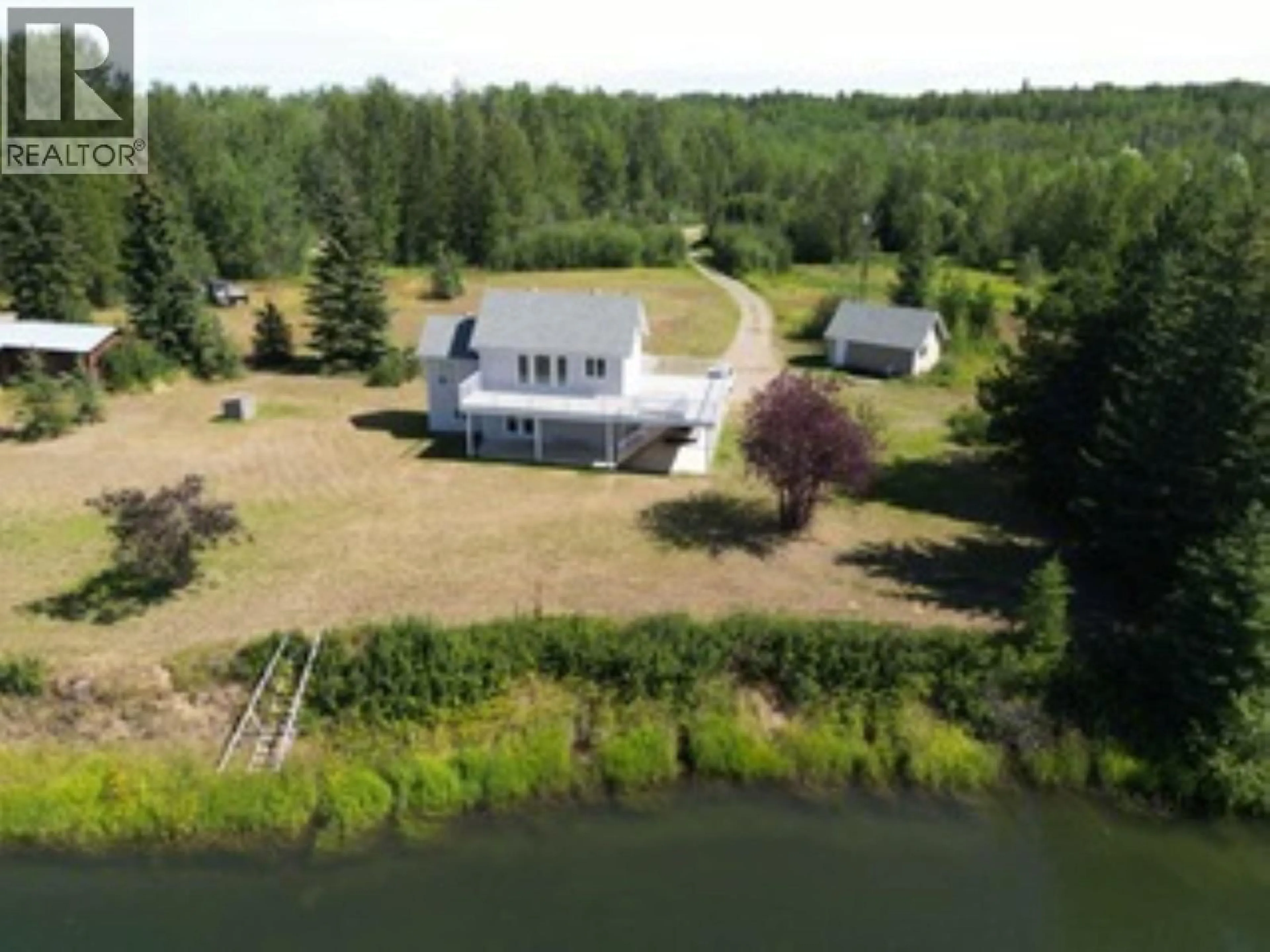 A pic from outside/outdoor area/front of a property/back of a property/a pic from drone, water/lake/river/ocean view for 5363 HORN ROAD, Vanderhoof British Columbia V0J1N0