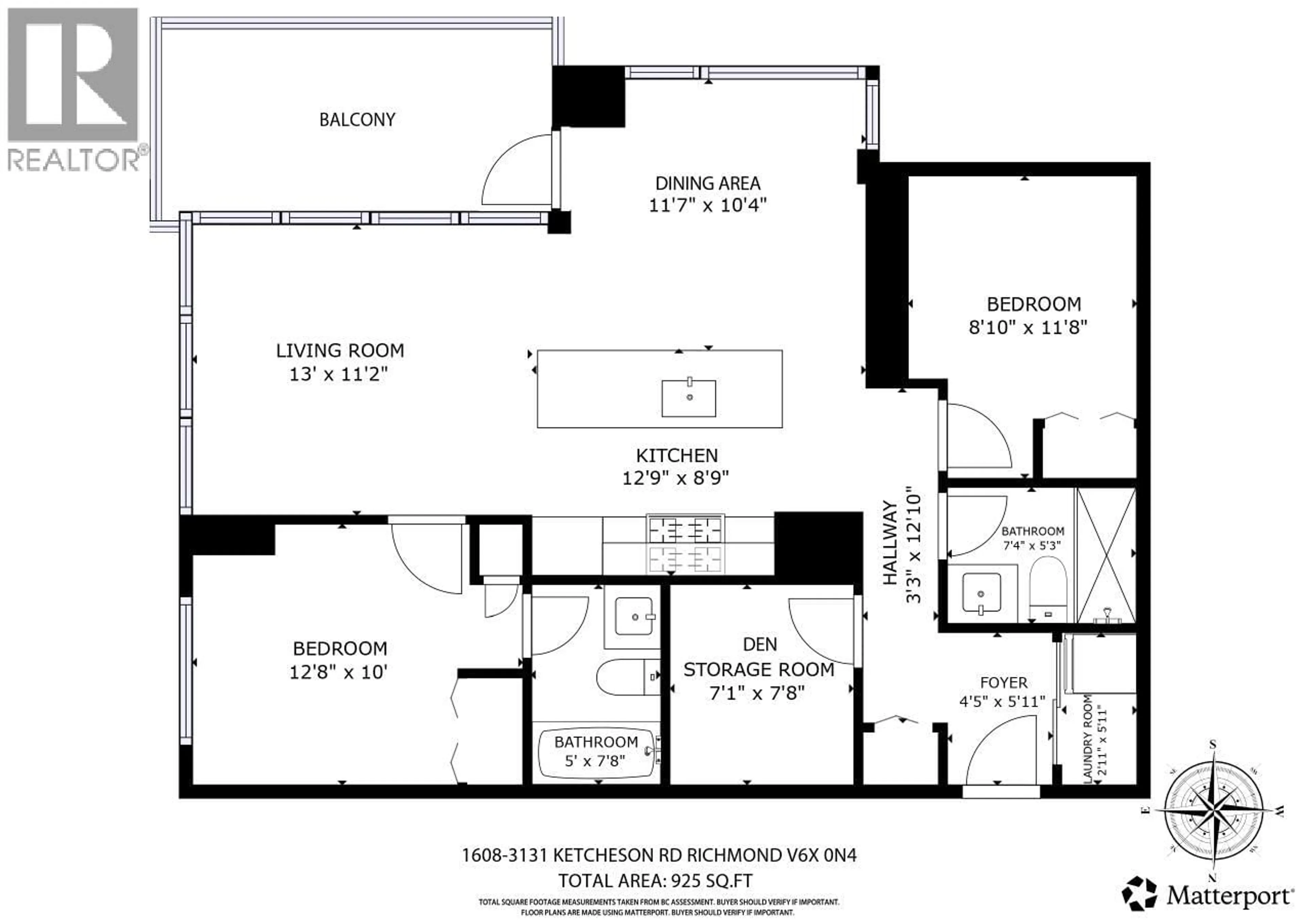 Floor plan for 1608 - 3131 KETCHESON ROAD, Richmond British Columbia V6X0N4