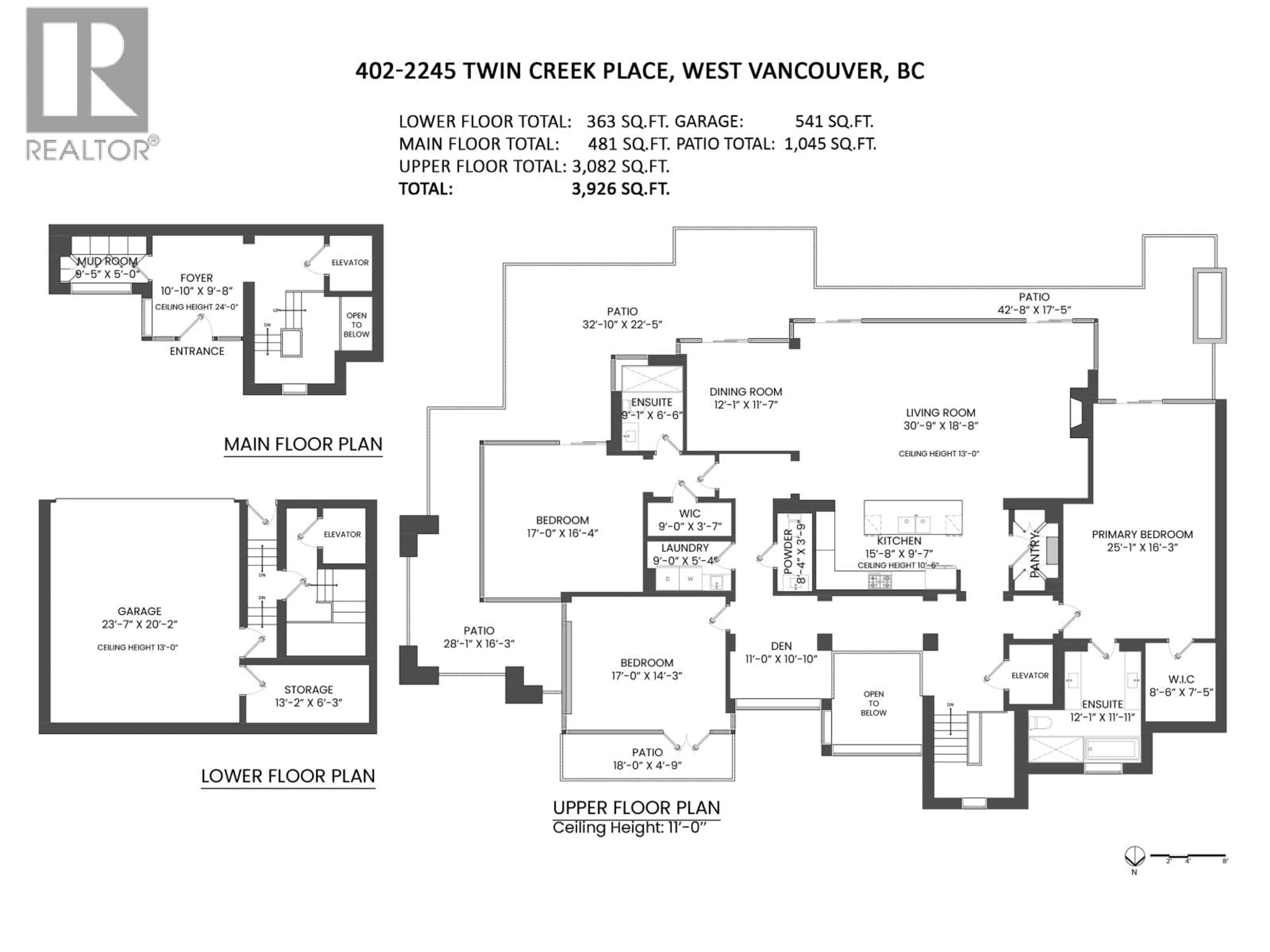 Floor plan for PH2 - 2245 TWIN CREEK PLACE, West Vancouver British Columbia V7S3K4