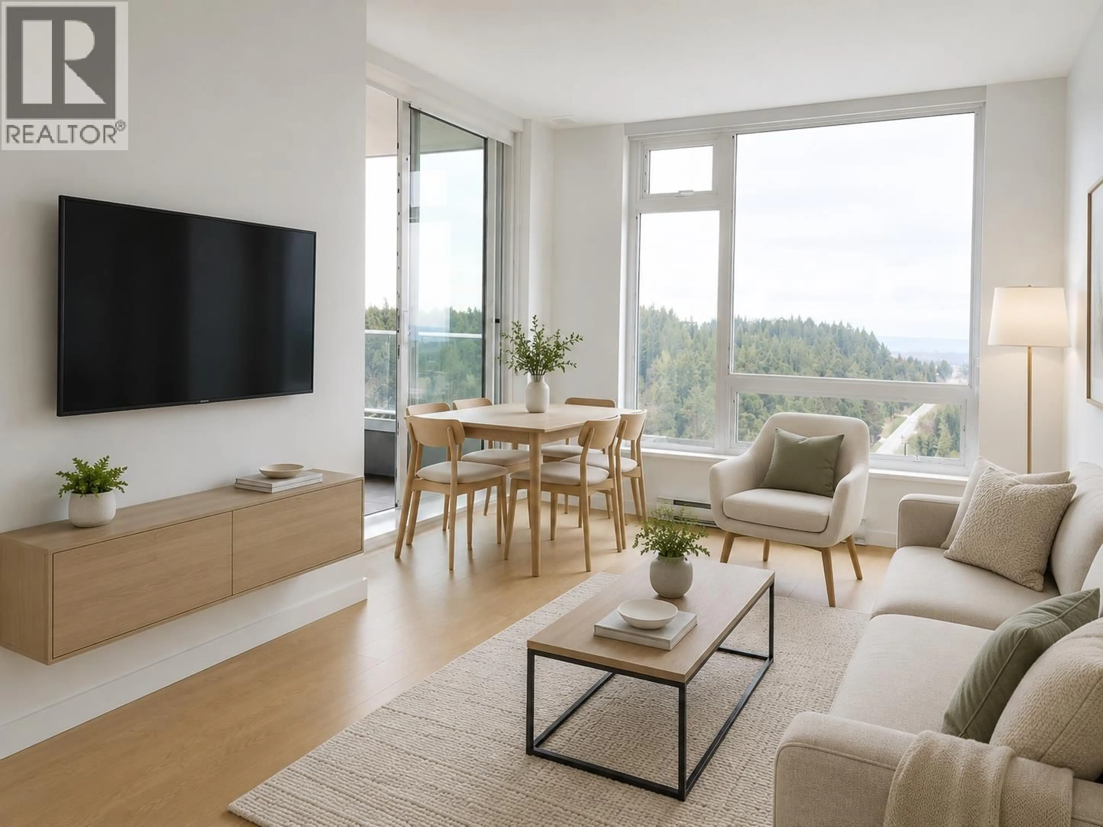 Living room with furniture, wood/laminate floor for 3104 - 5665 BOUNDARY ROAD, Vancouver British Columbia V5R0E4
