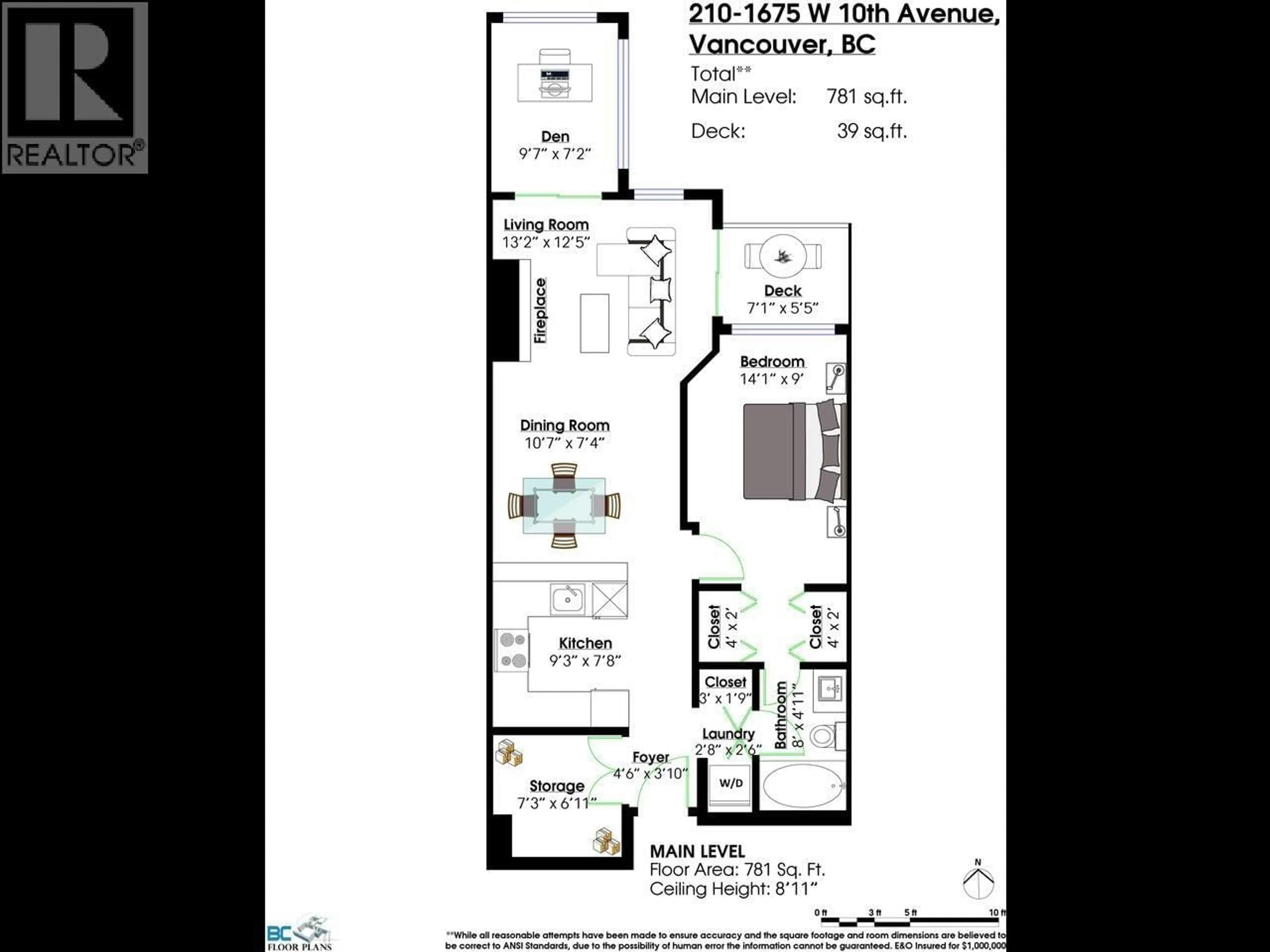 Floor plan for 210 - 1675 10TH AVENUE, Vancouver British Columbia V6J2A2