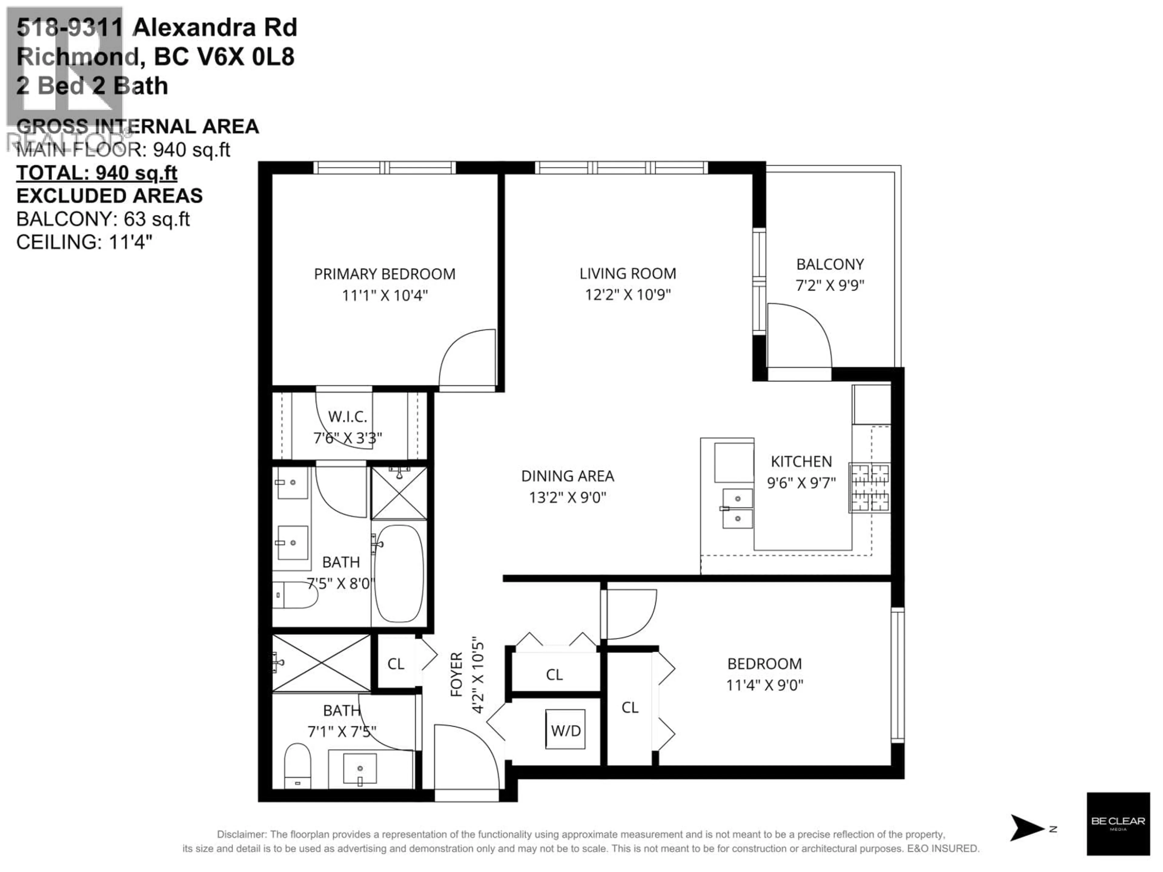 Floor plan for 518 - 9311 ALEXANDRA ROAD, Richmond British Columbia V6X0L8