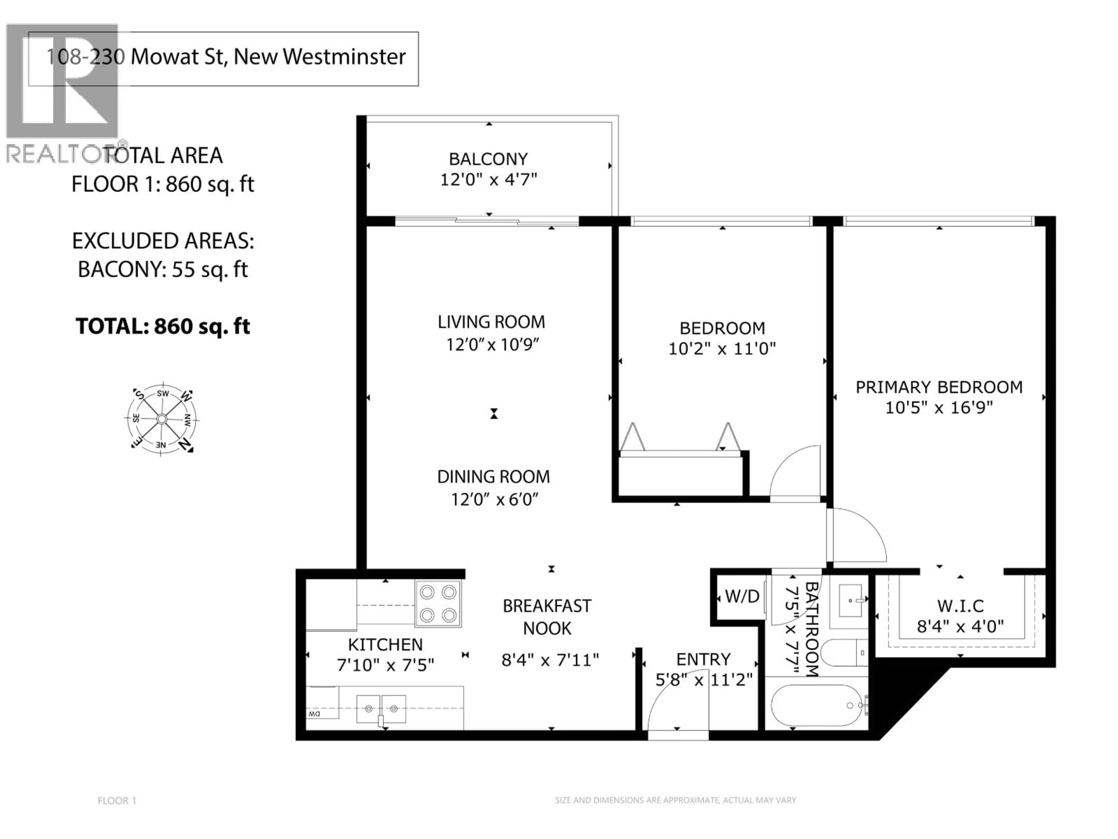 Floor plan for 108 - 230 MOWAT STREET, New Westminster British Columbia V3M4B2