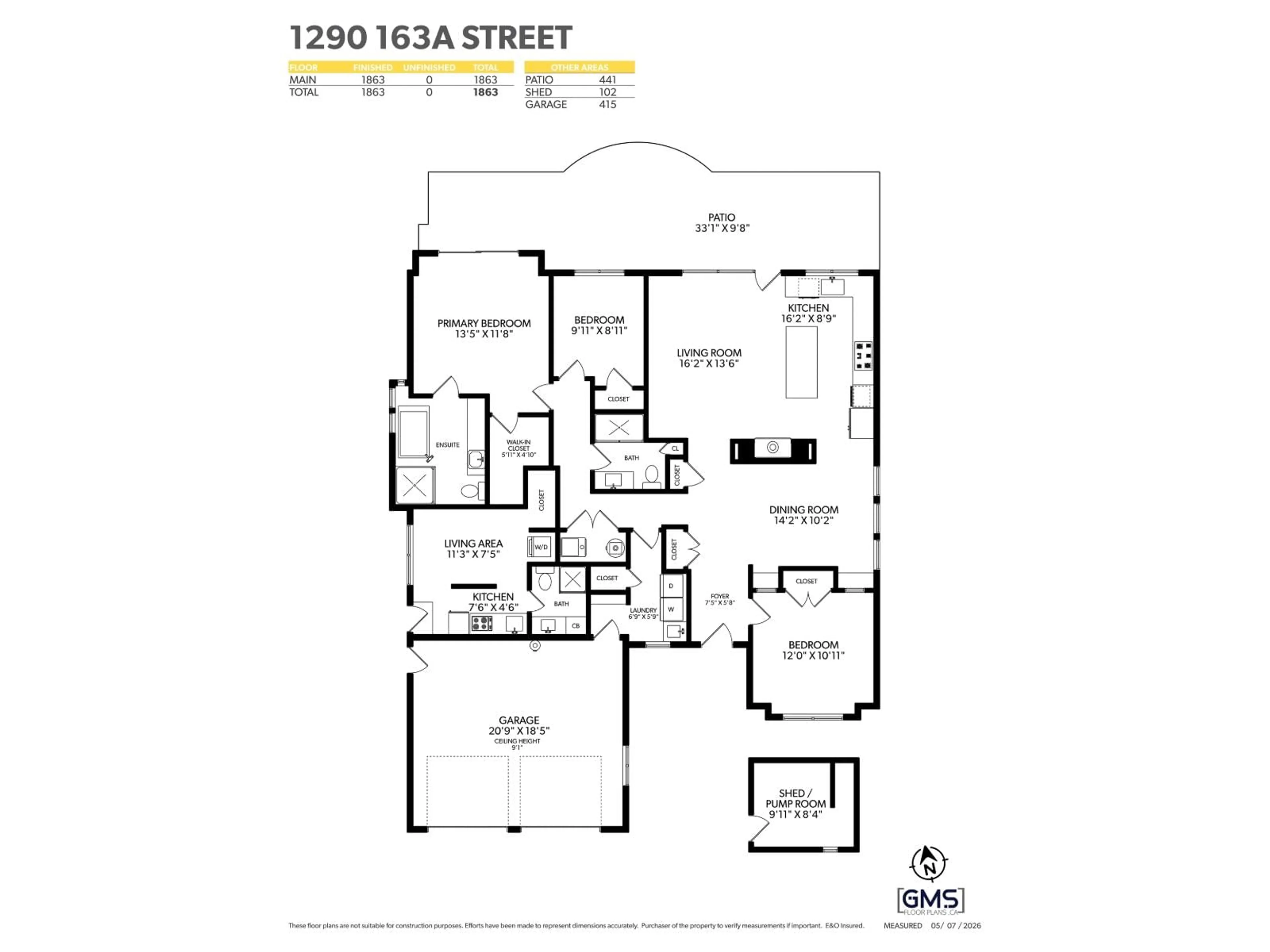 Floor plan for 1290 163A STREET, Surrey British Columbia V4A8E6