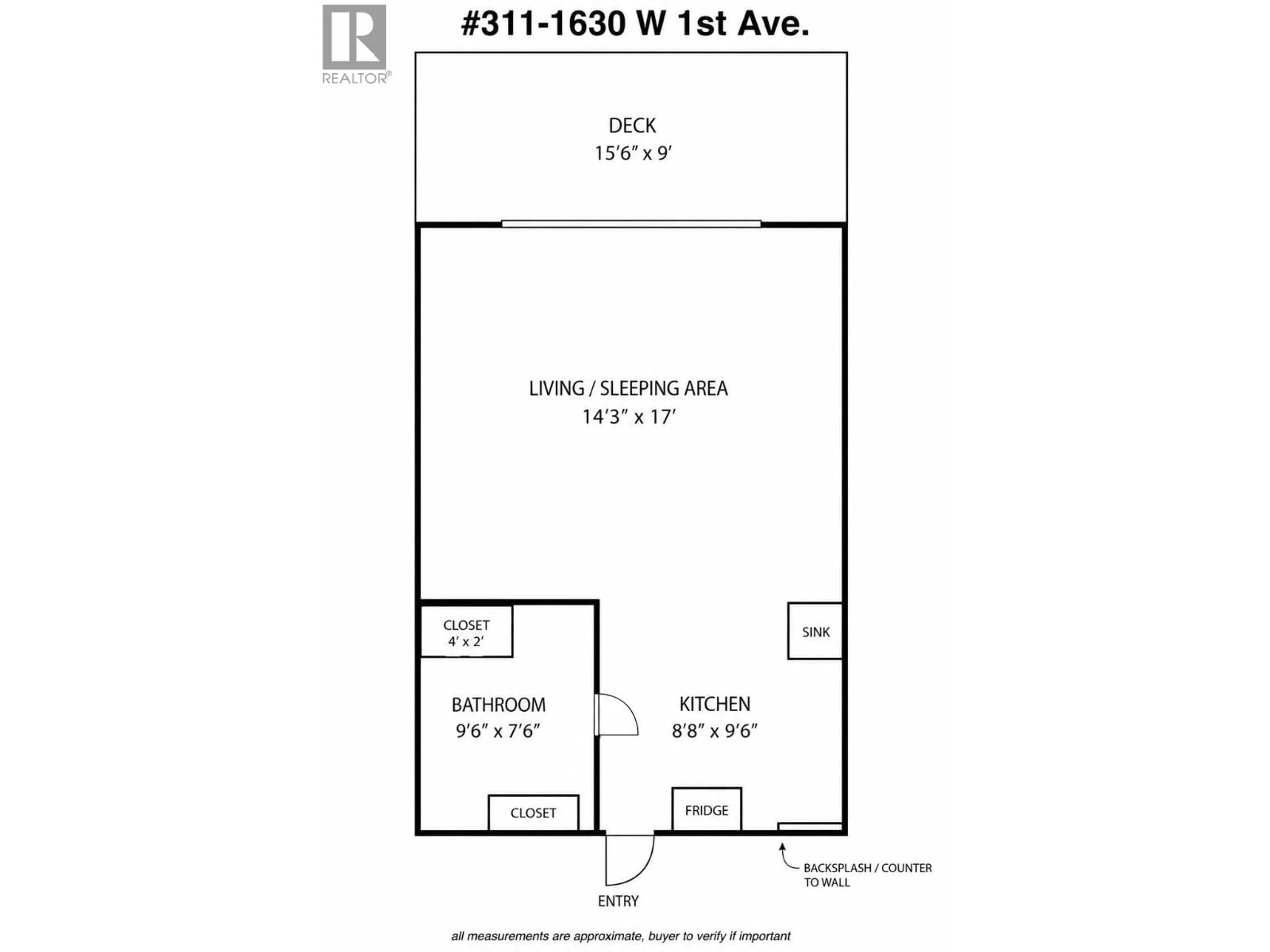 Floor plan for 311 - 1630 1ST AVENUE, Vancouver British Columbia V6J1G1
