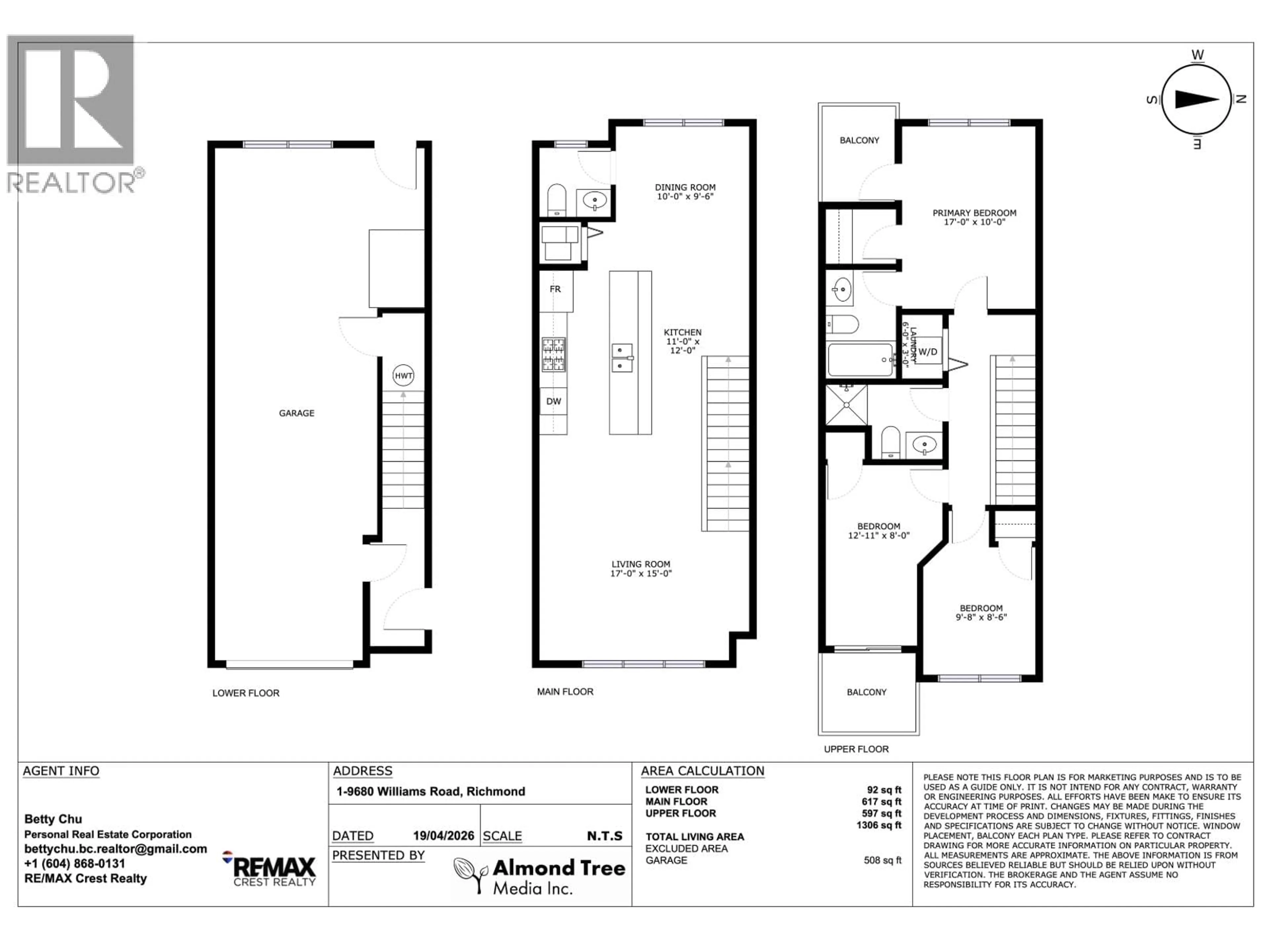 Floor plan for 1 - 9680 WILLIAMS ROAD, Richmond British Columbia V7A0B3