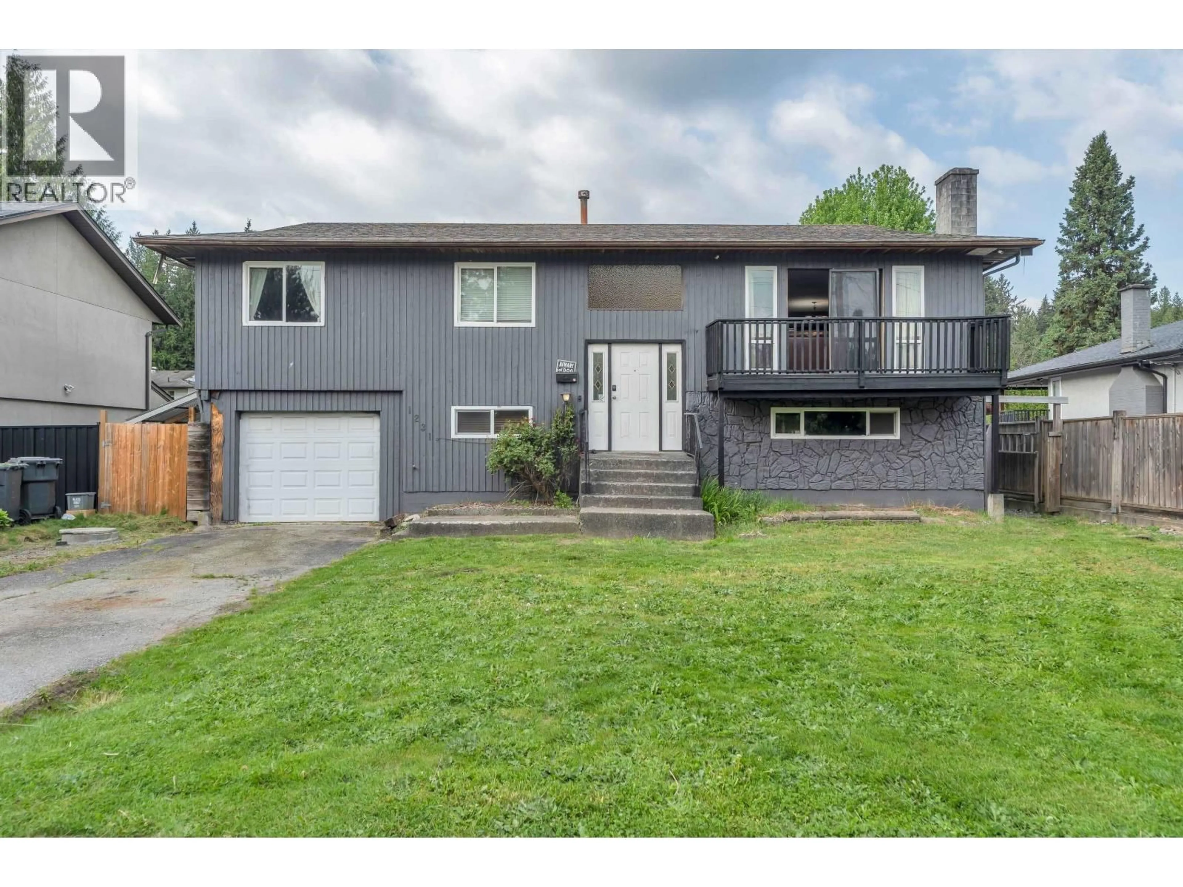 Home with vinyl exterior material, street for 1231 PRAIRIE AVENUE, Port Coquitlam British Columbia V3B1S9