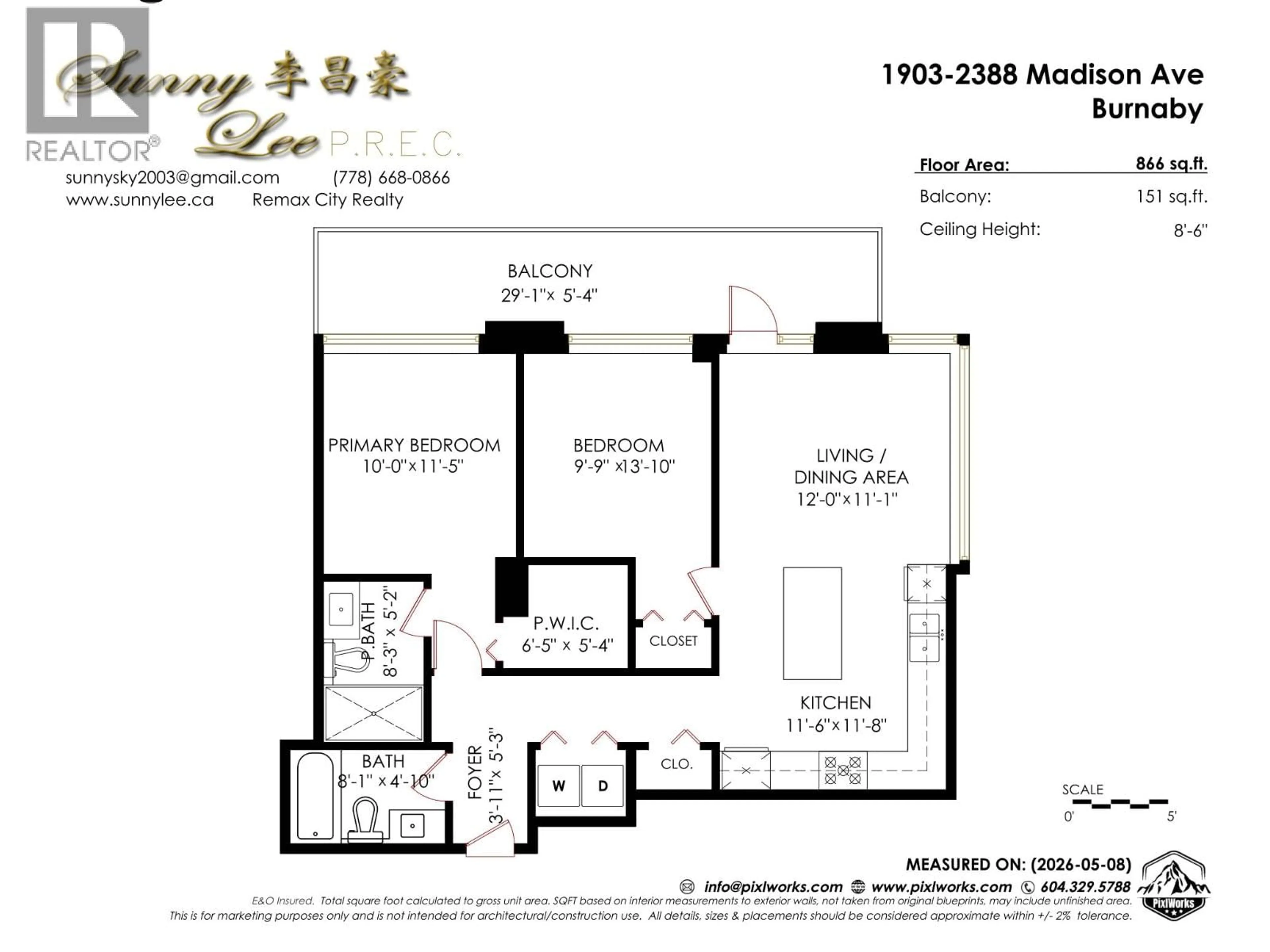 Floor plan for 1903 - 2388 MADISON AVENUE, Burnaby British Columbia V5C0K8