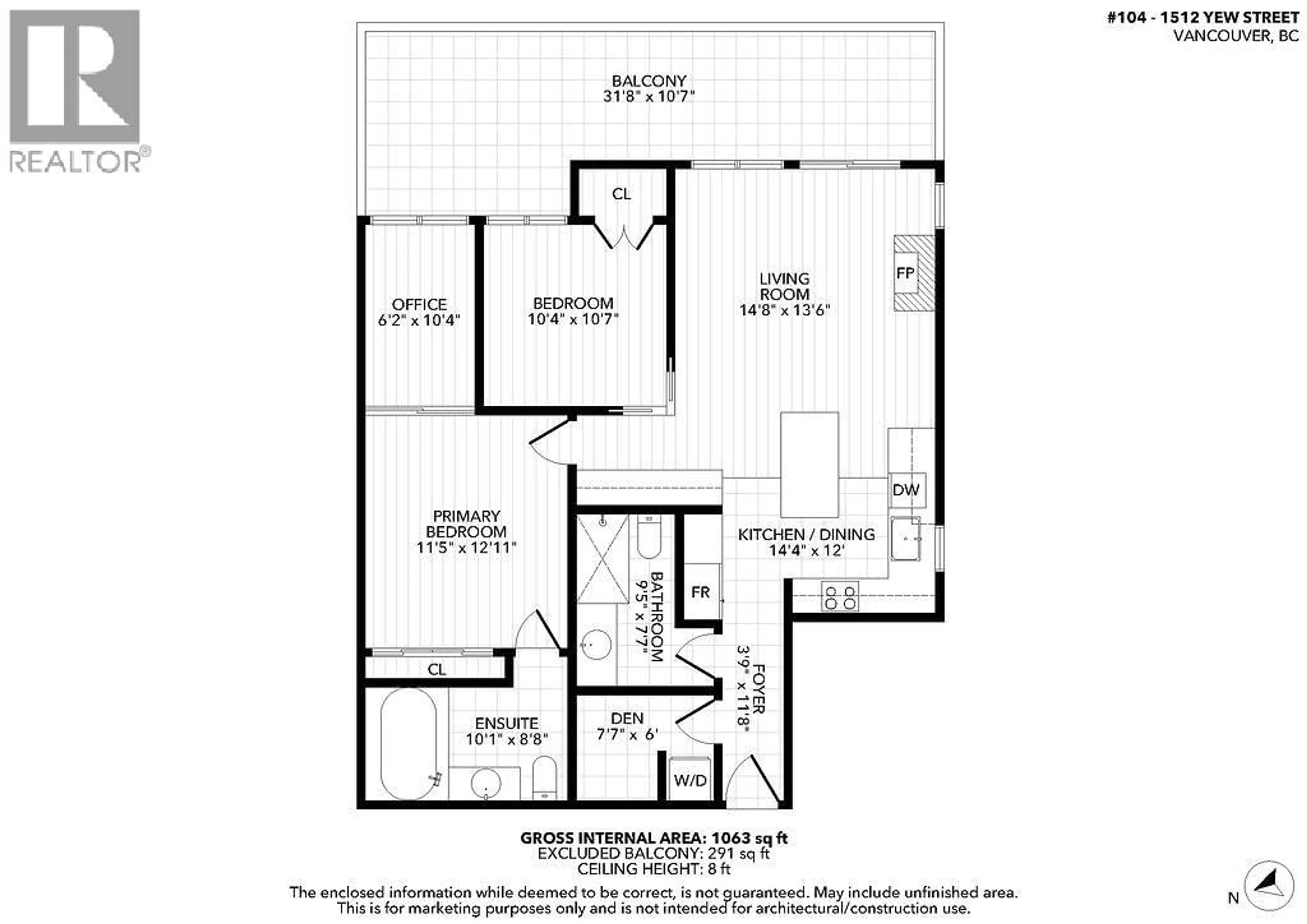 Floor plan for 104 - 1512 YEW STREET, Vancouver British Columbia V6K3E4