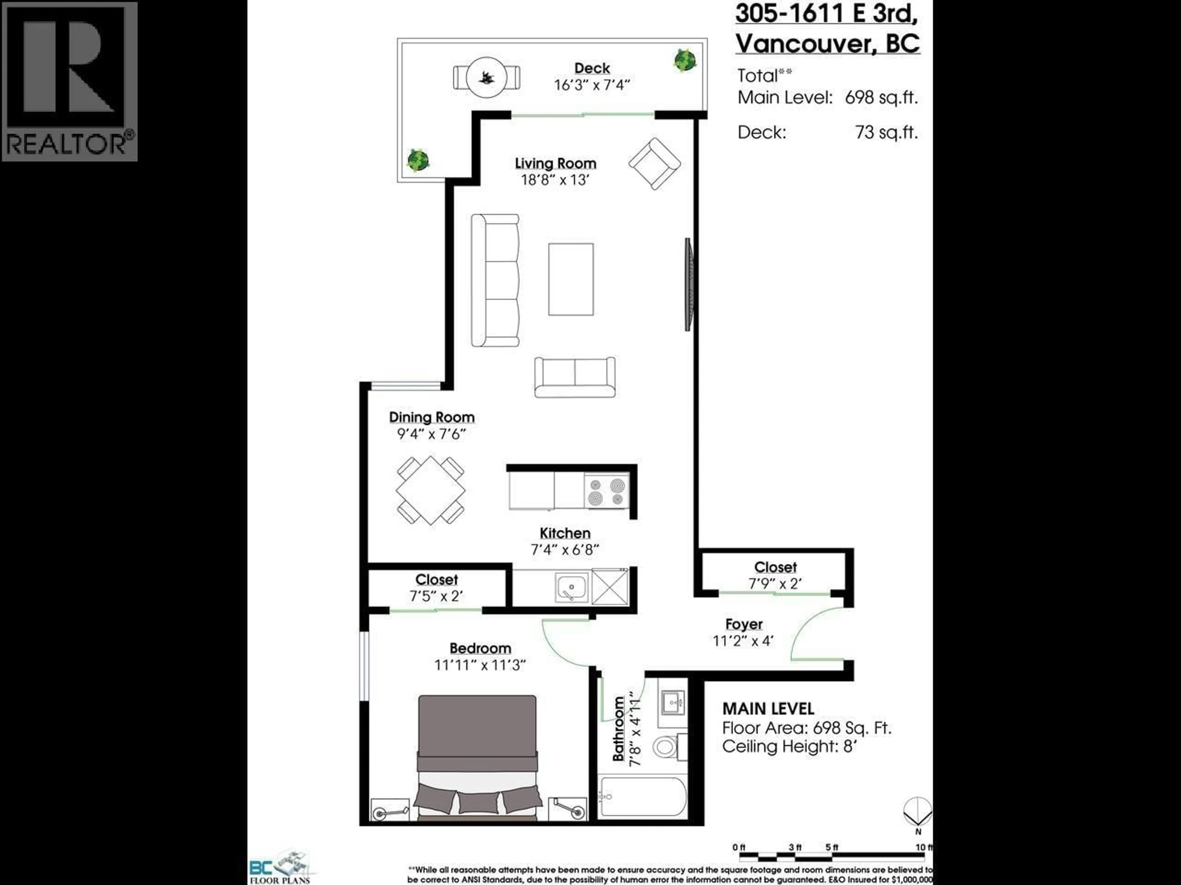 Floor plan for 305 - 1611 3RD STREET, Vancouver British Columbia V5N1H1