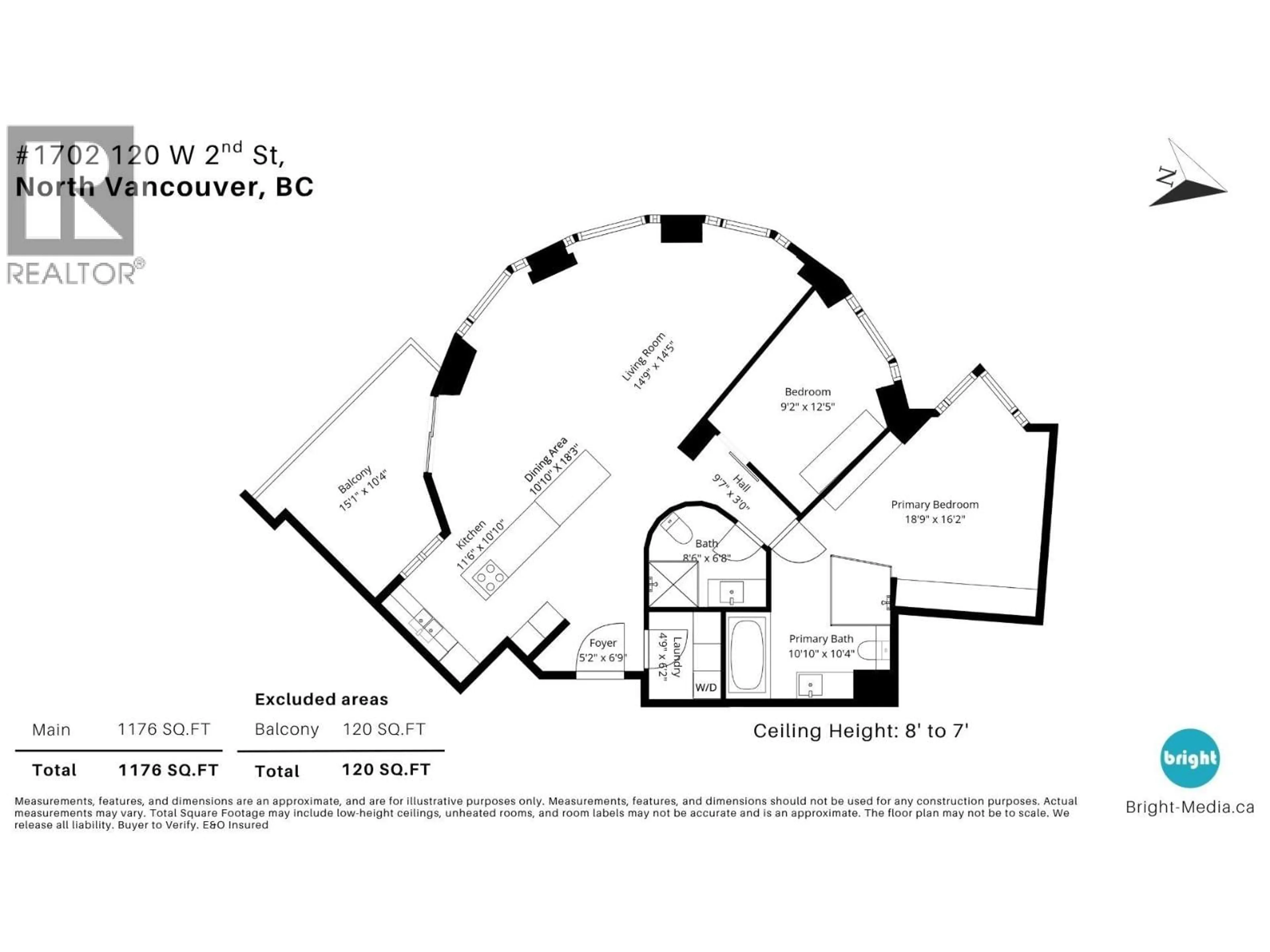Floor plan for 1702 - 120 2ND STREET, North Vancouver British Columbia V7M1C3