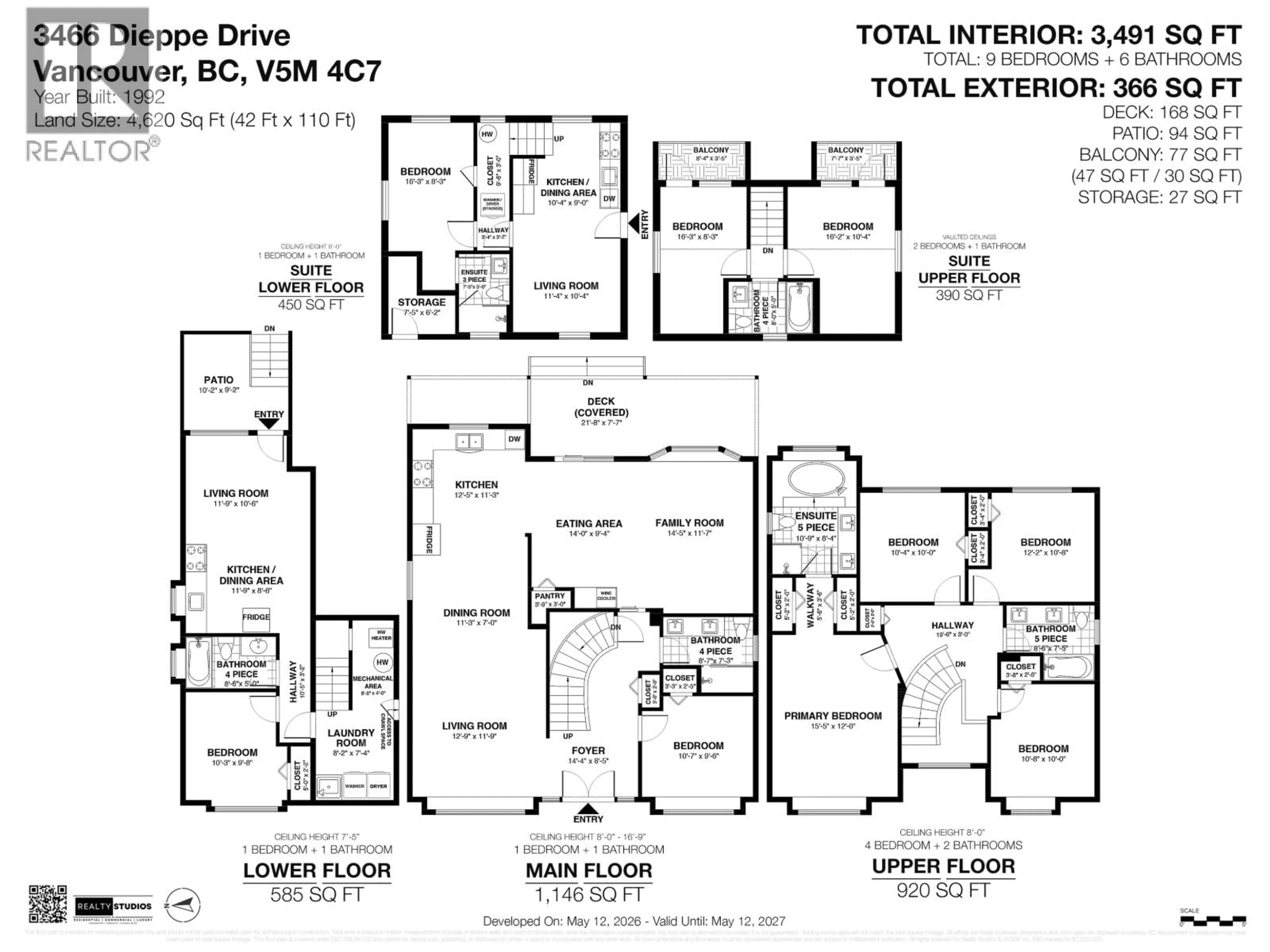Floor plan for 3466 DIEPPE DRIVE, Vancouver British Columbia V5M4C7
