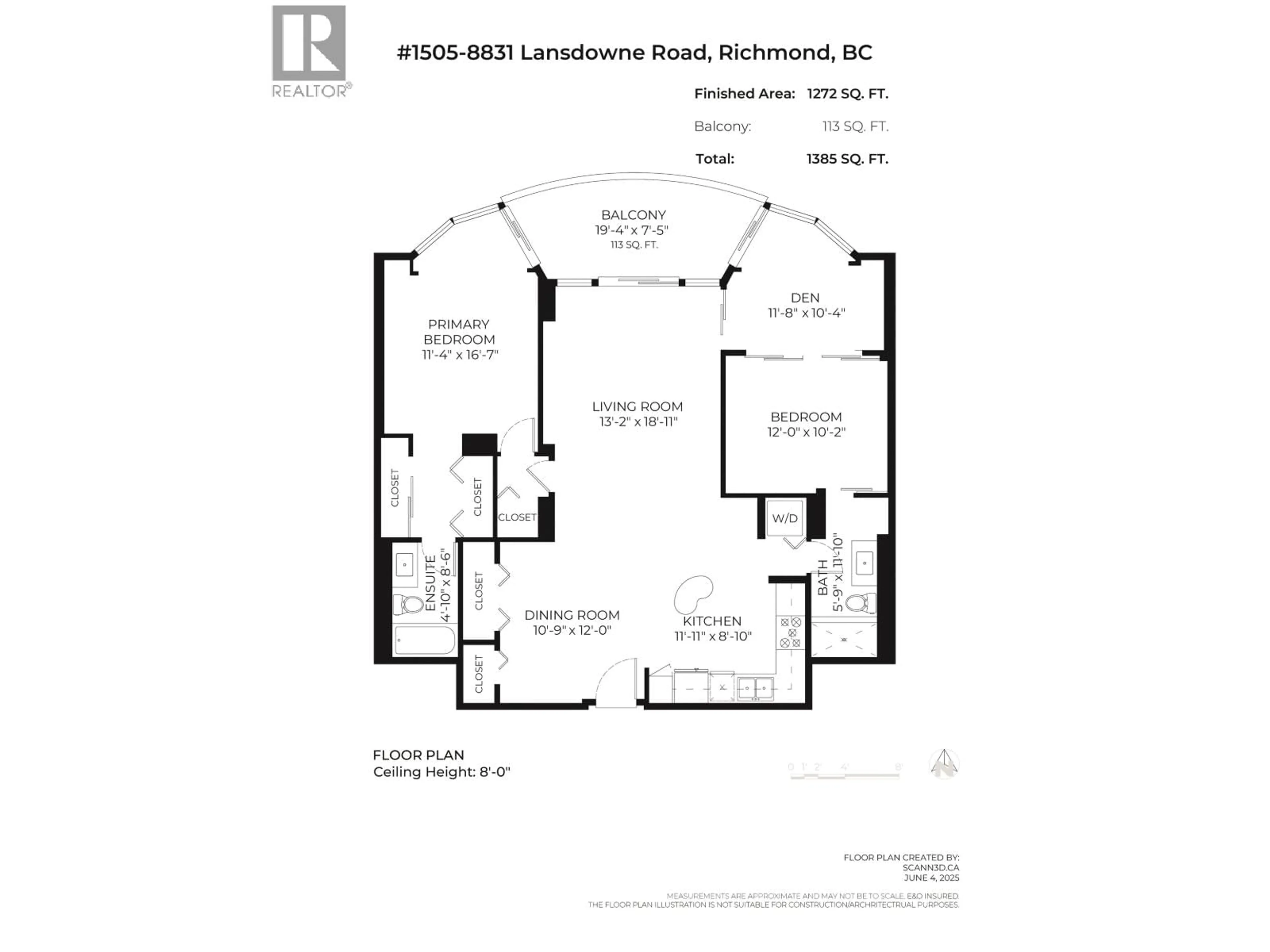 Floor plan for 1505 - 8831 LANSDOWNE ROAD, Richmond British Columbia V6X3T5