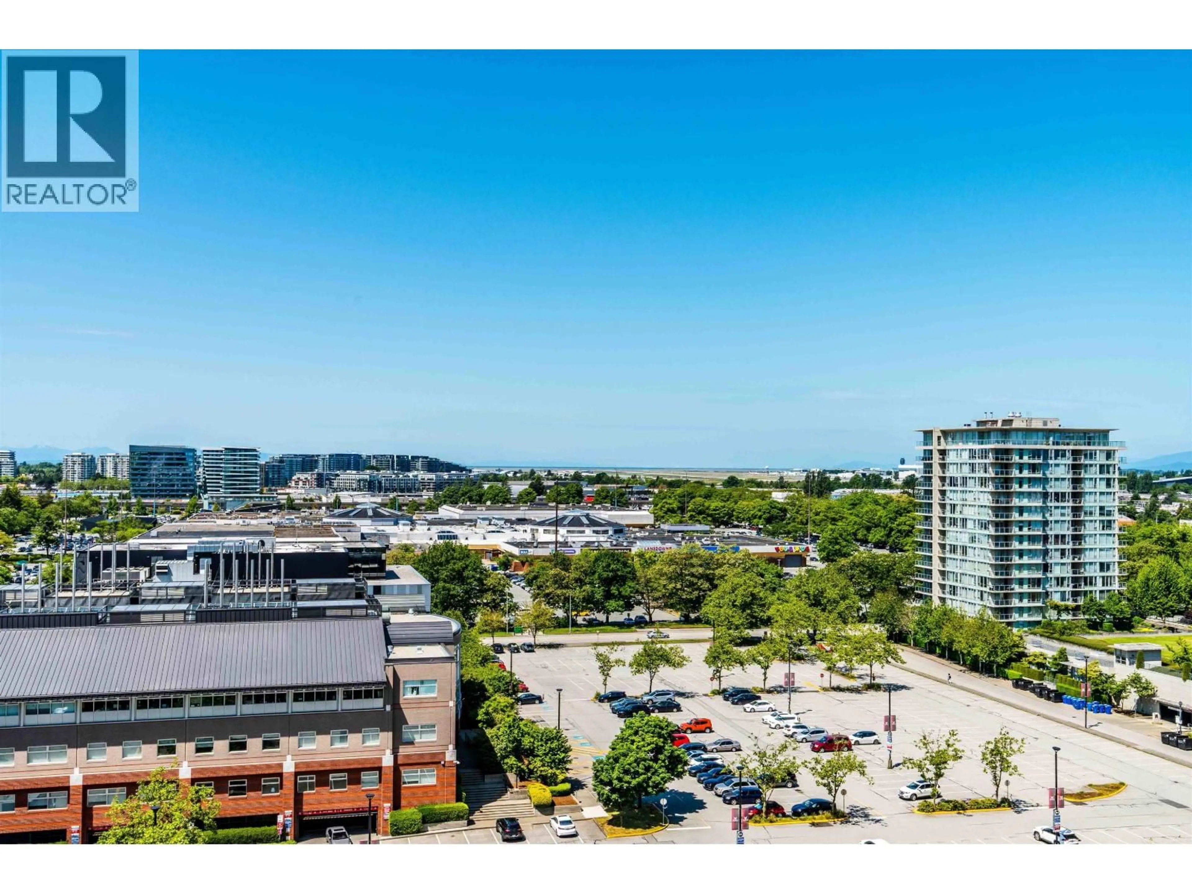 A pic from outside/outdoor area/front of a property/back of a property/a pic from drone, city buildings view from balcony for 1505 - 8831 LANSDOWNE ROAD, Richmond British Columbia V6X3T5