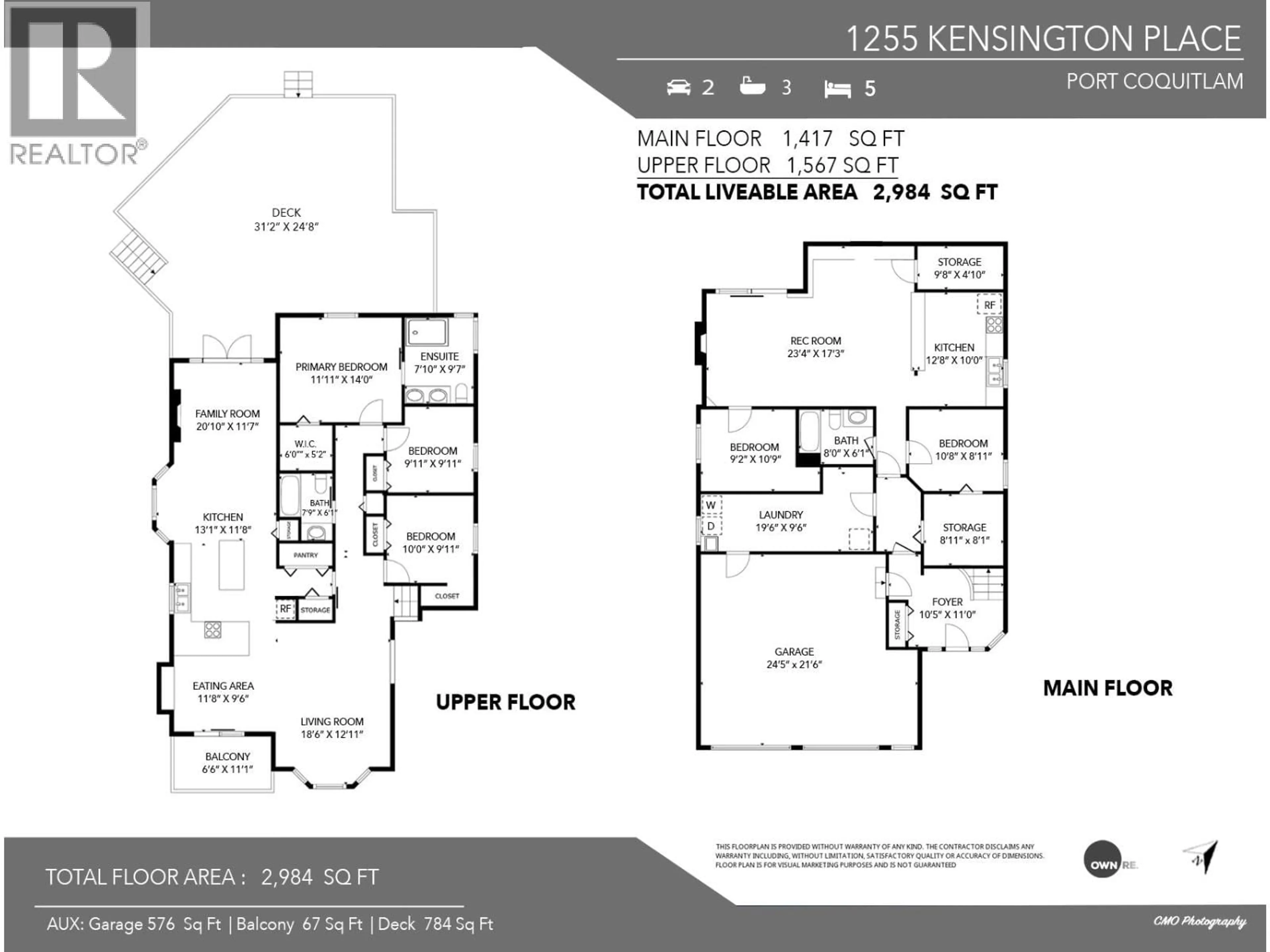 Floor plan for 1255 KENSINGTON PLACE, Port Coquitlam British Columbia V3C5N9