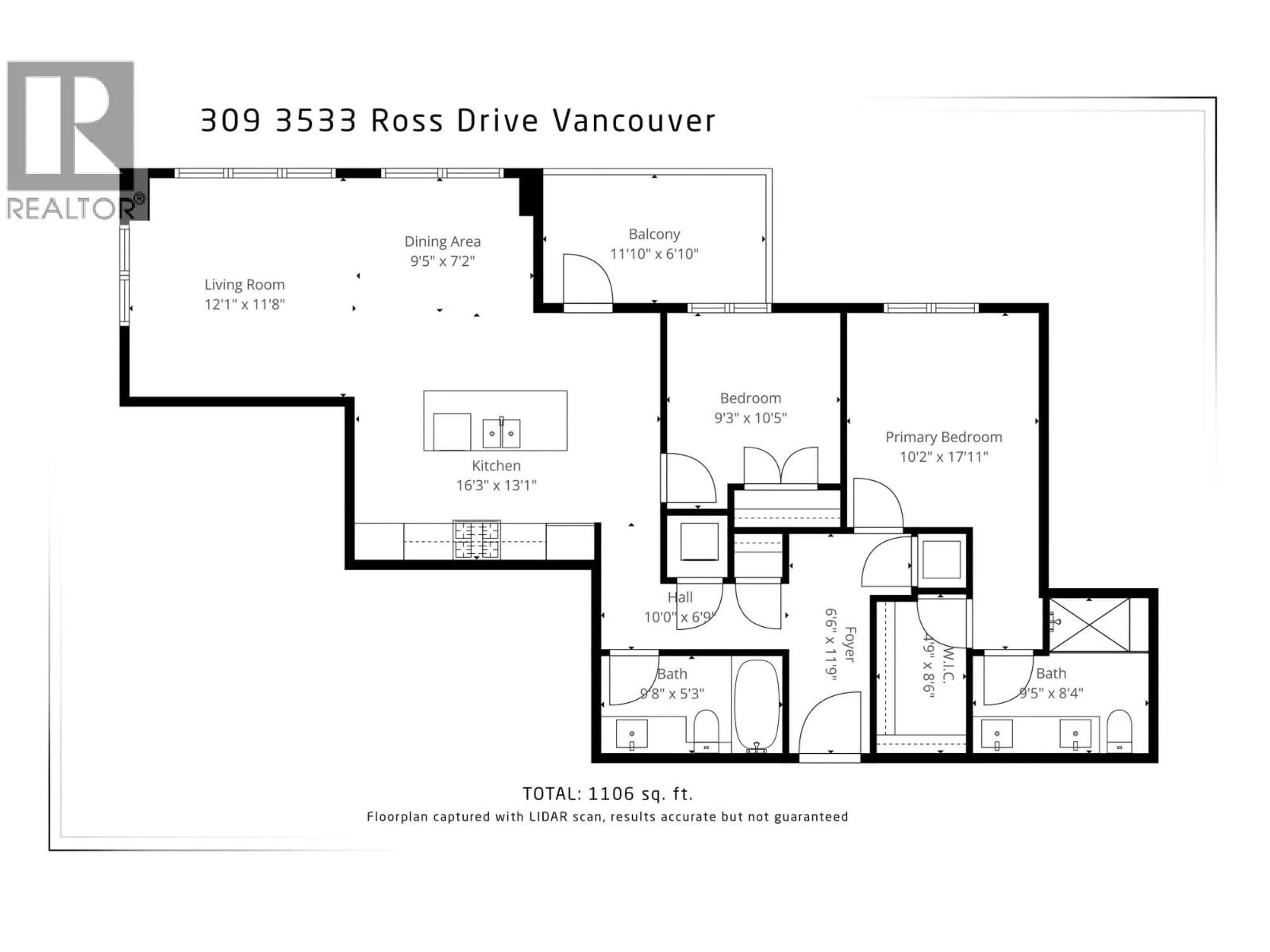 Floor plan for 309 - 3533 ROSS DRIVE, Vancouver British Columbia V6S0L3