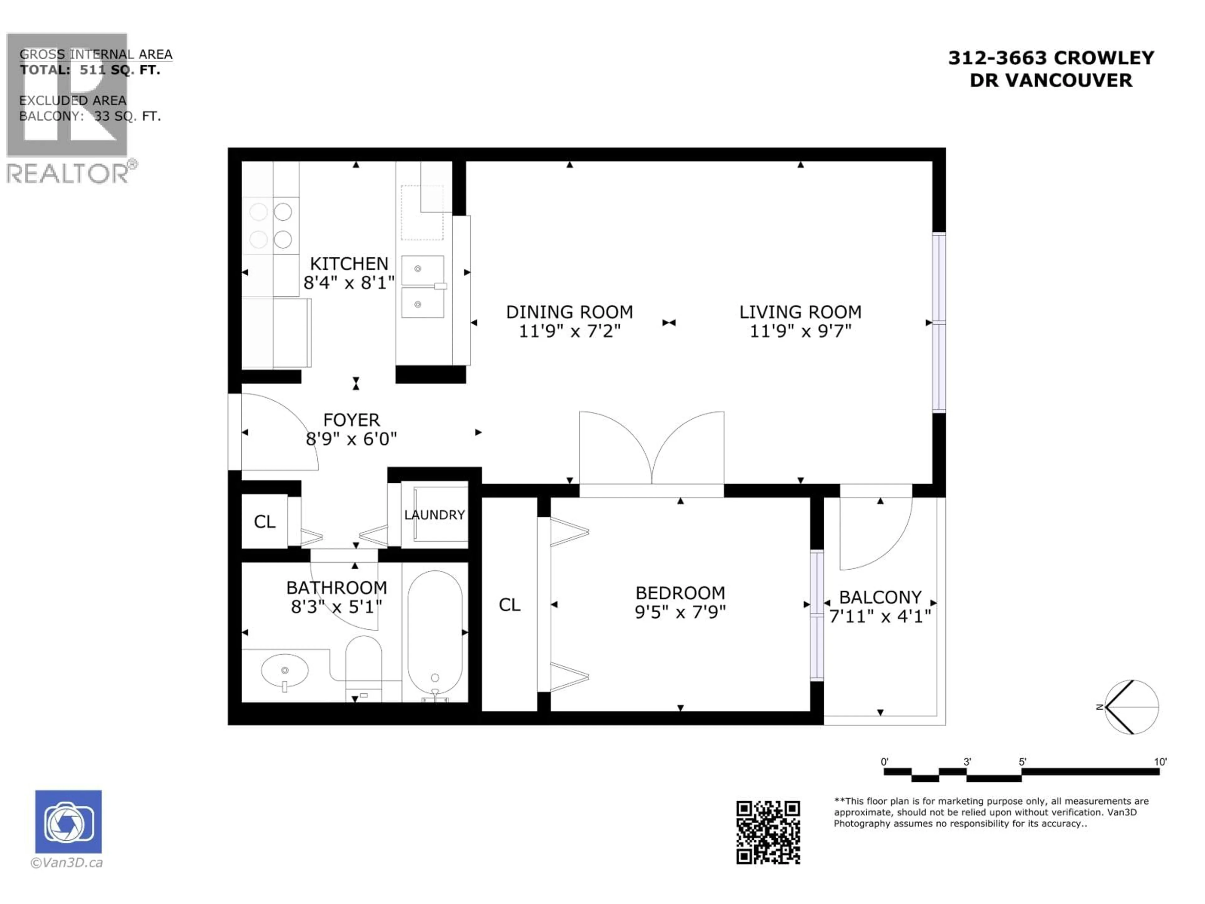Floor plan for 312 - 3663 CROWLEY DRIVE, Vancouver British Columbia V5R6H4
