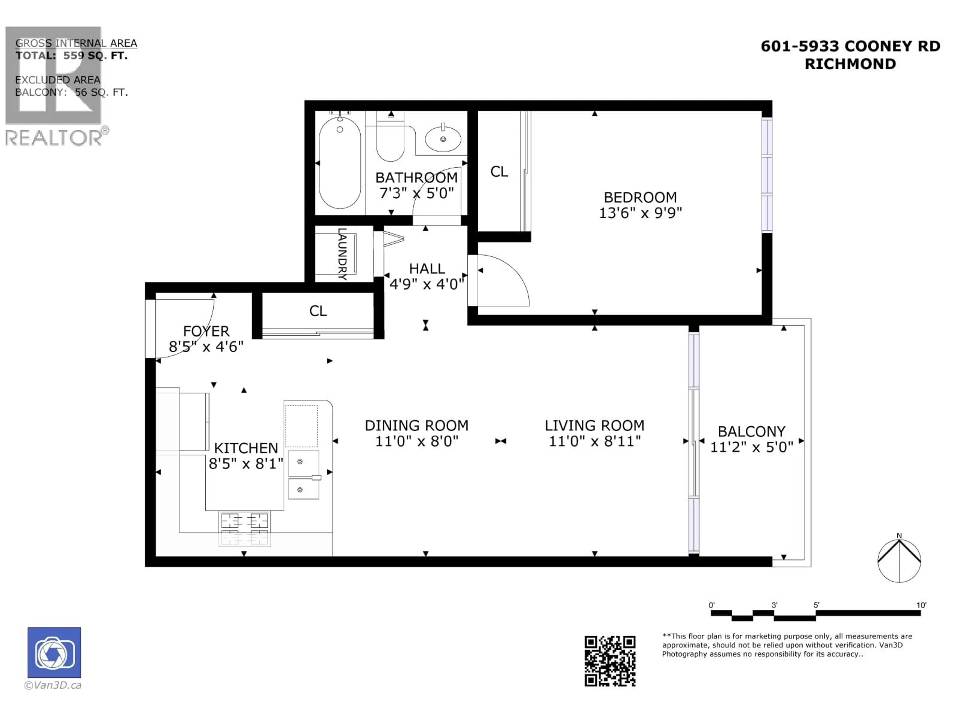 Floor plan for 601 - 5933 COONEY ROAD, Richmond British Columbia V6X4H3