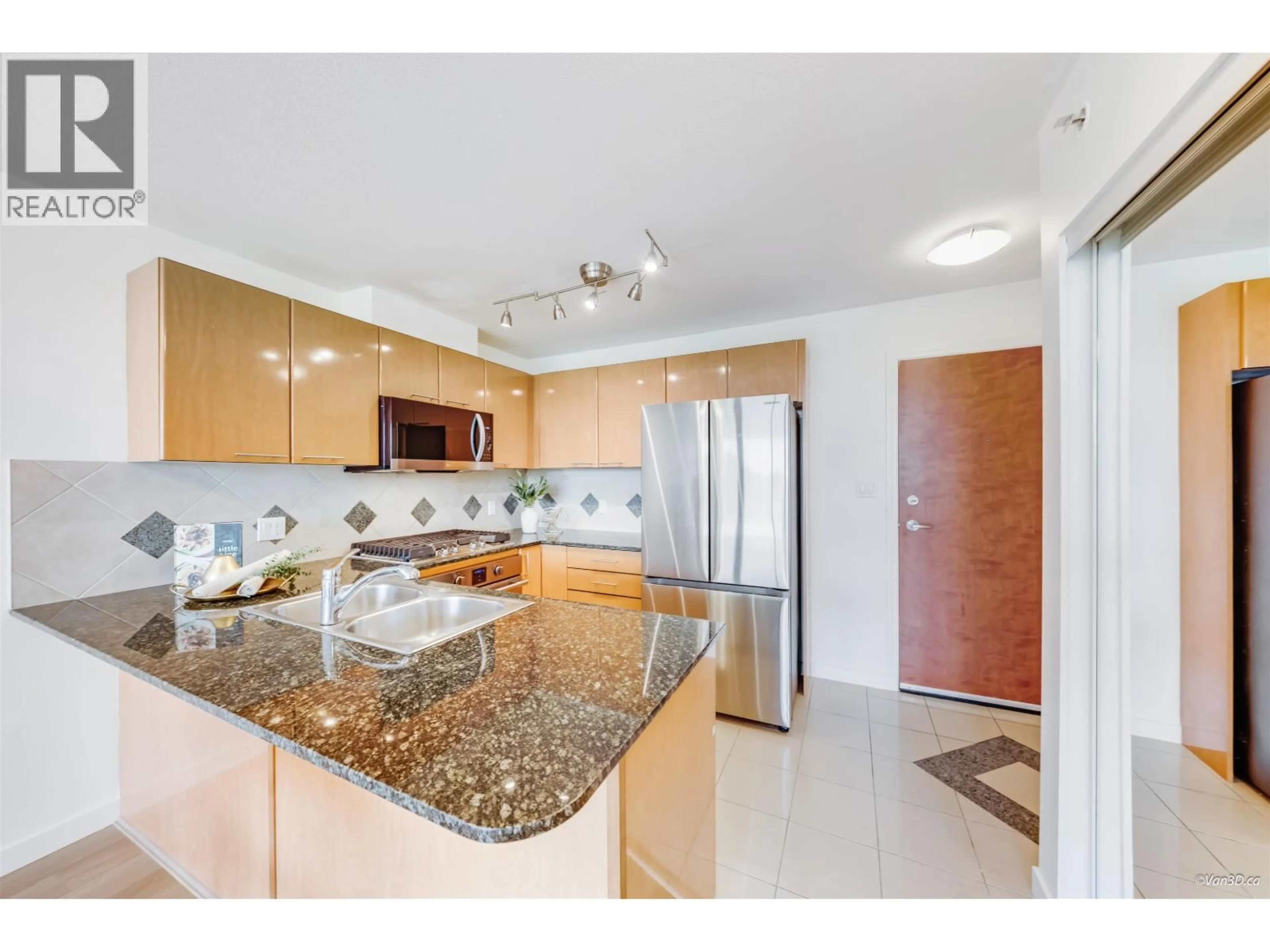Open concept kitchen, ceramic/tile floor for 601 - 5933 COONEY ROAD, Richmond British Columbia V6X4H3