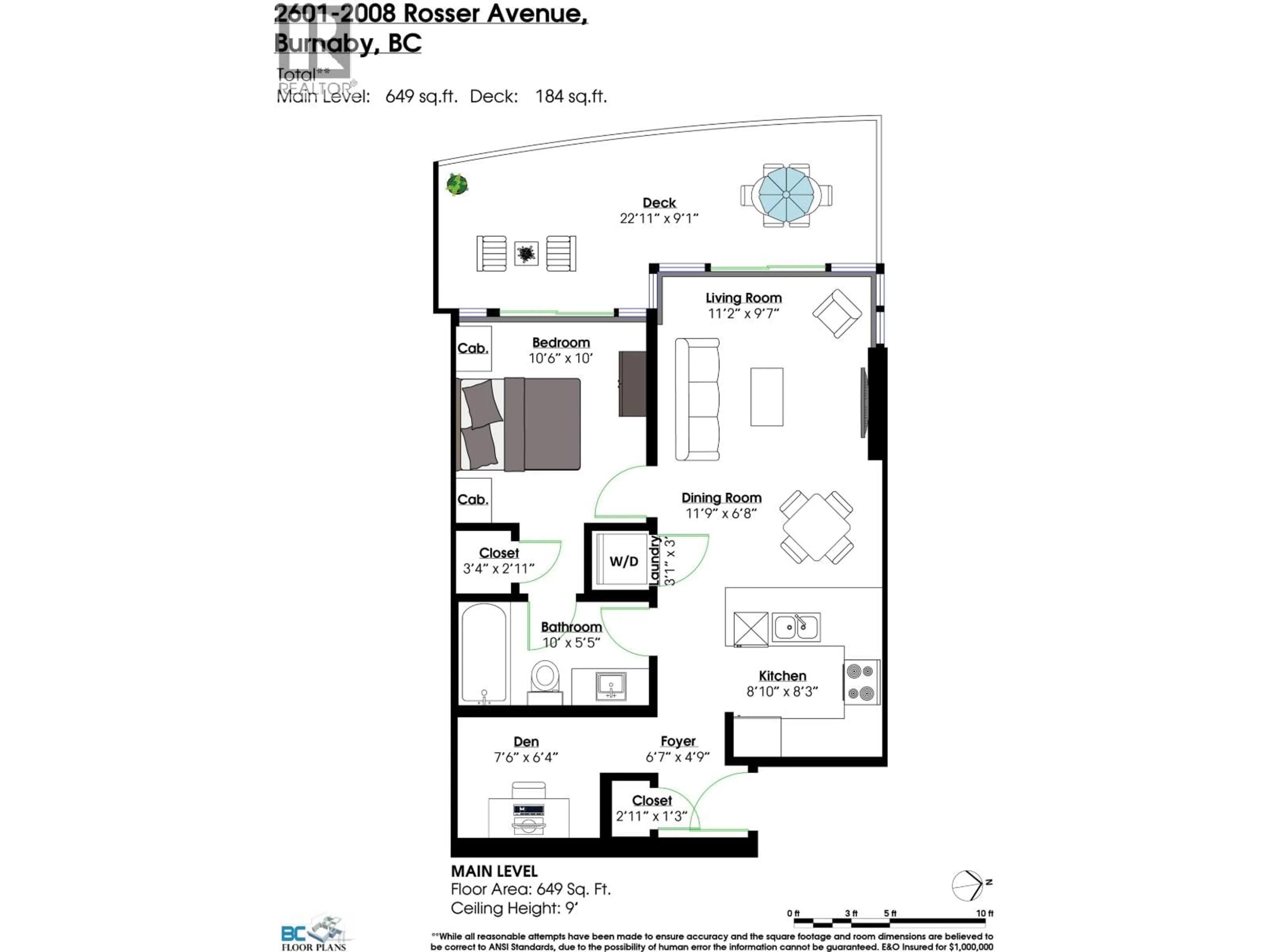 Floor plan for 2601 - 2008 ROSSER AVENUE, Burnaby British Columbia V5C0H8