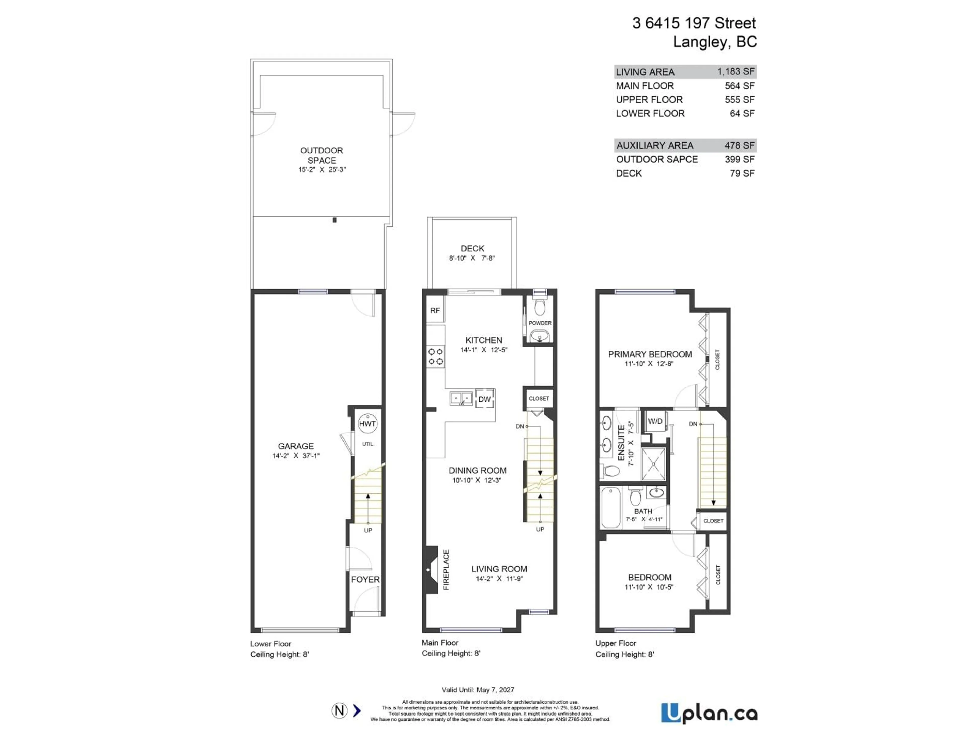 Floor plan for 3 - 6415 197 STREET, Langley British Columbia V2Y1G8