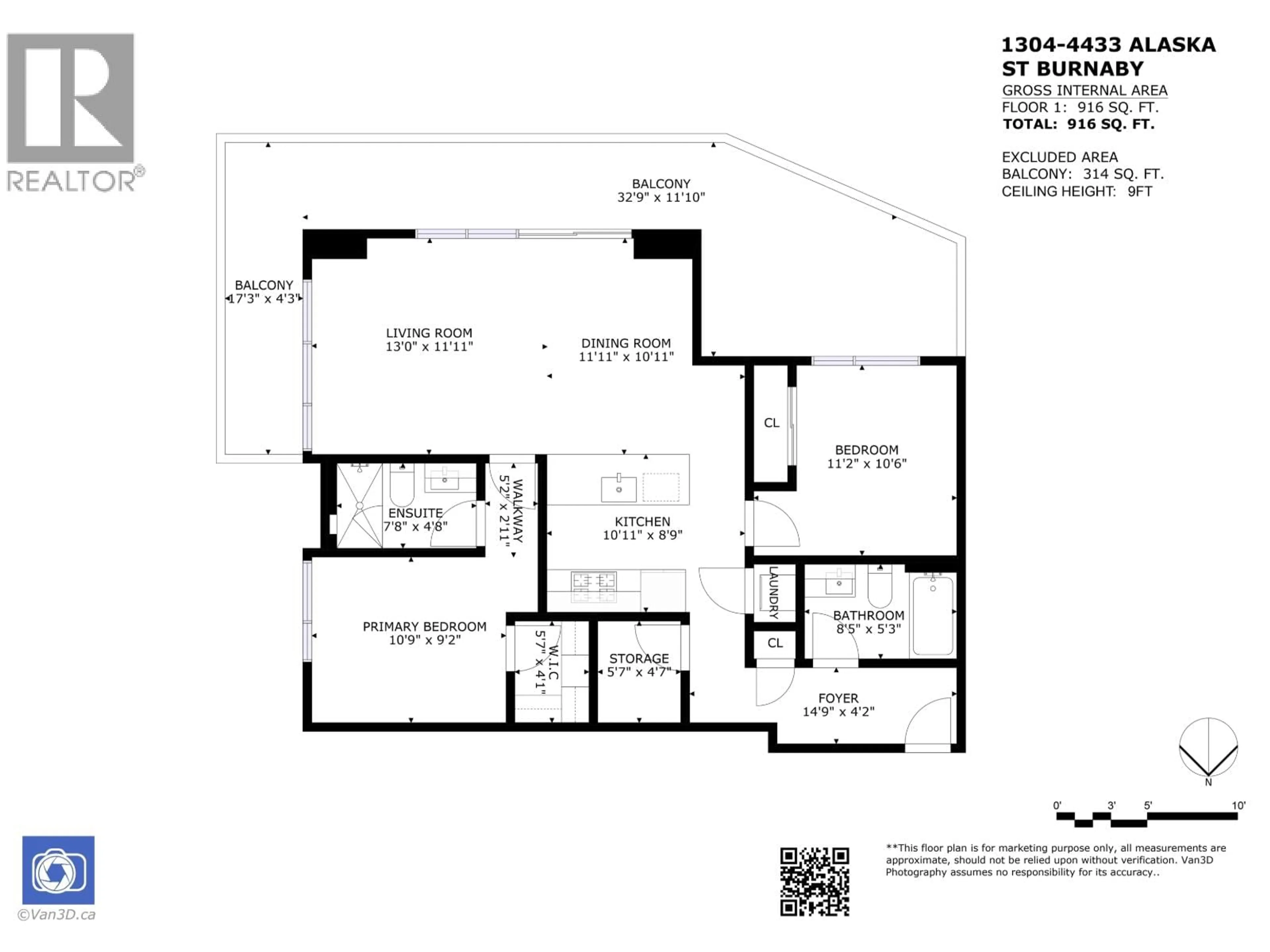Floor plan for 1304 - 4433 ALASKA STREET, Burnaby British Columbia V5C5T3