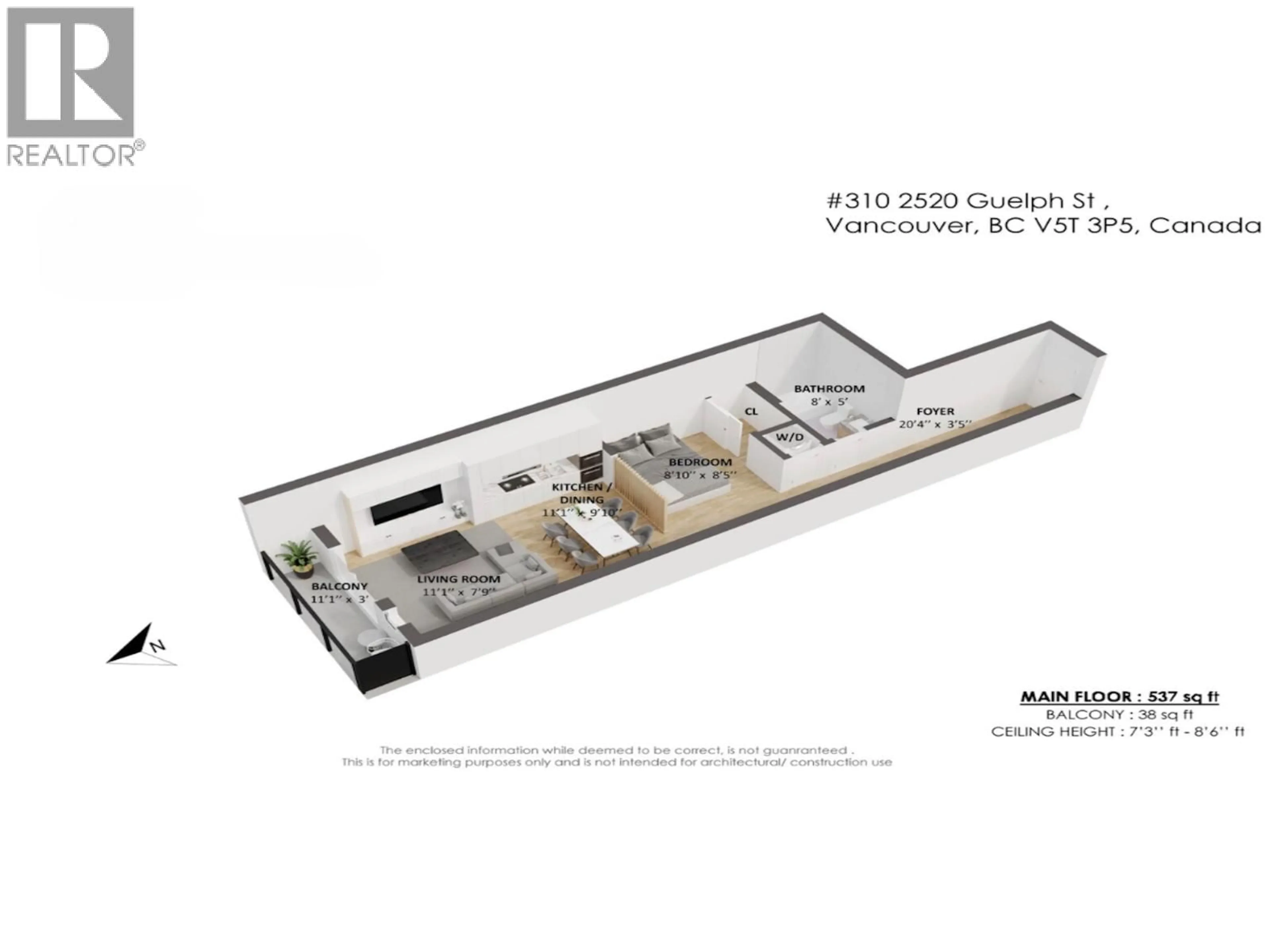 Floor plan for 310 - 2520 GUELPH STREET, Vancouver British Columbia V5T0K7
