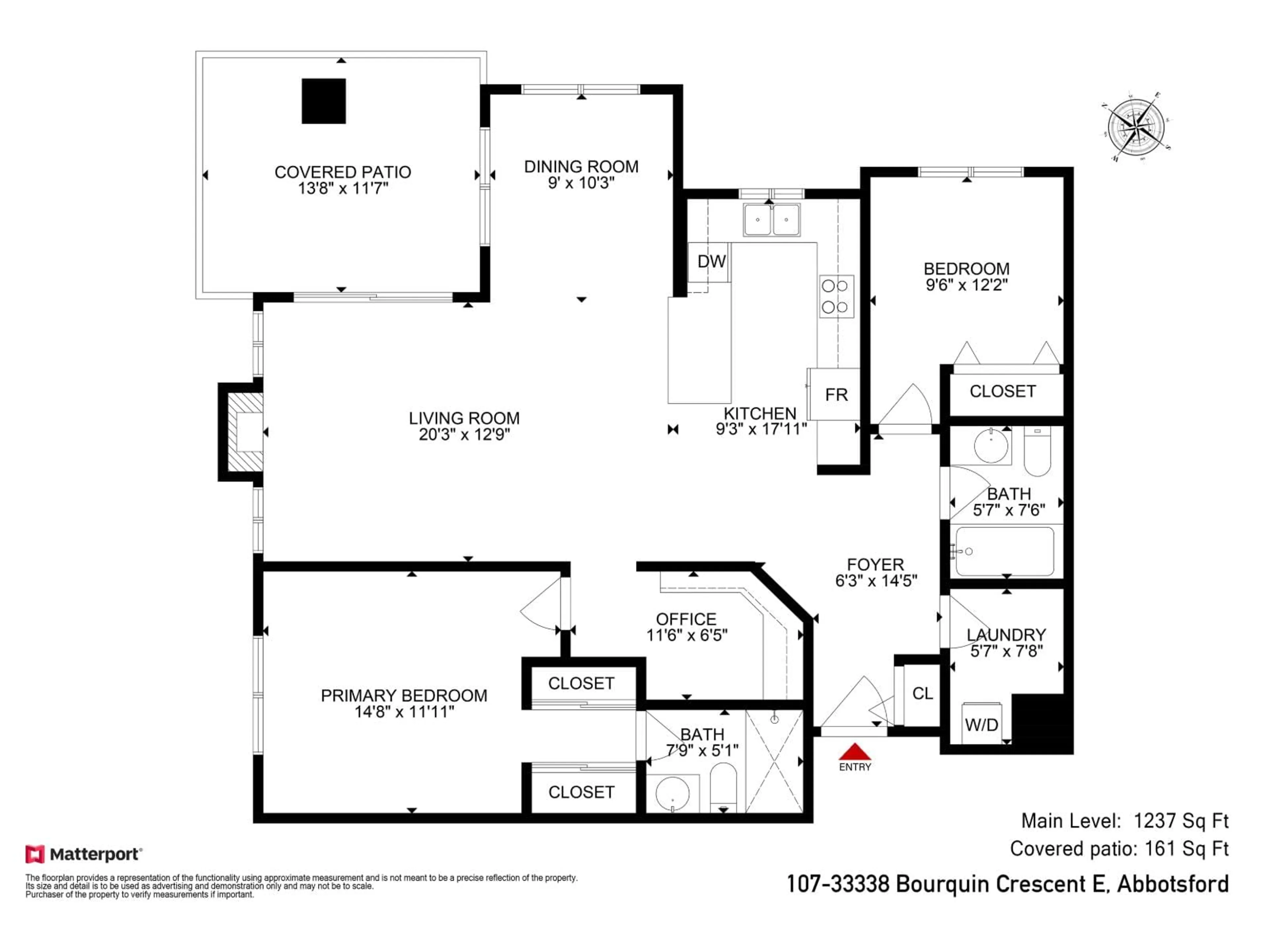 Floor plan for 107 - 33338 BOURQUIN CRESCENT EAST, Abbotsford British Columbia V2S1Y1