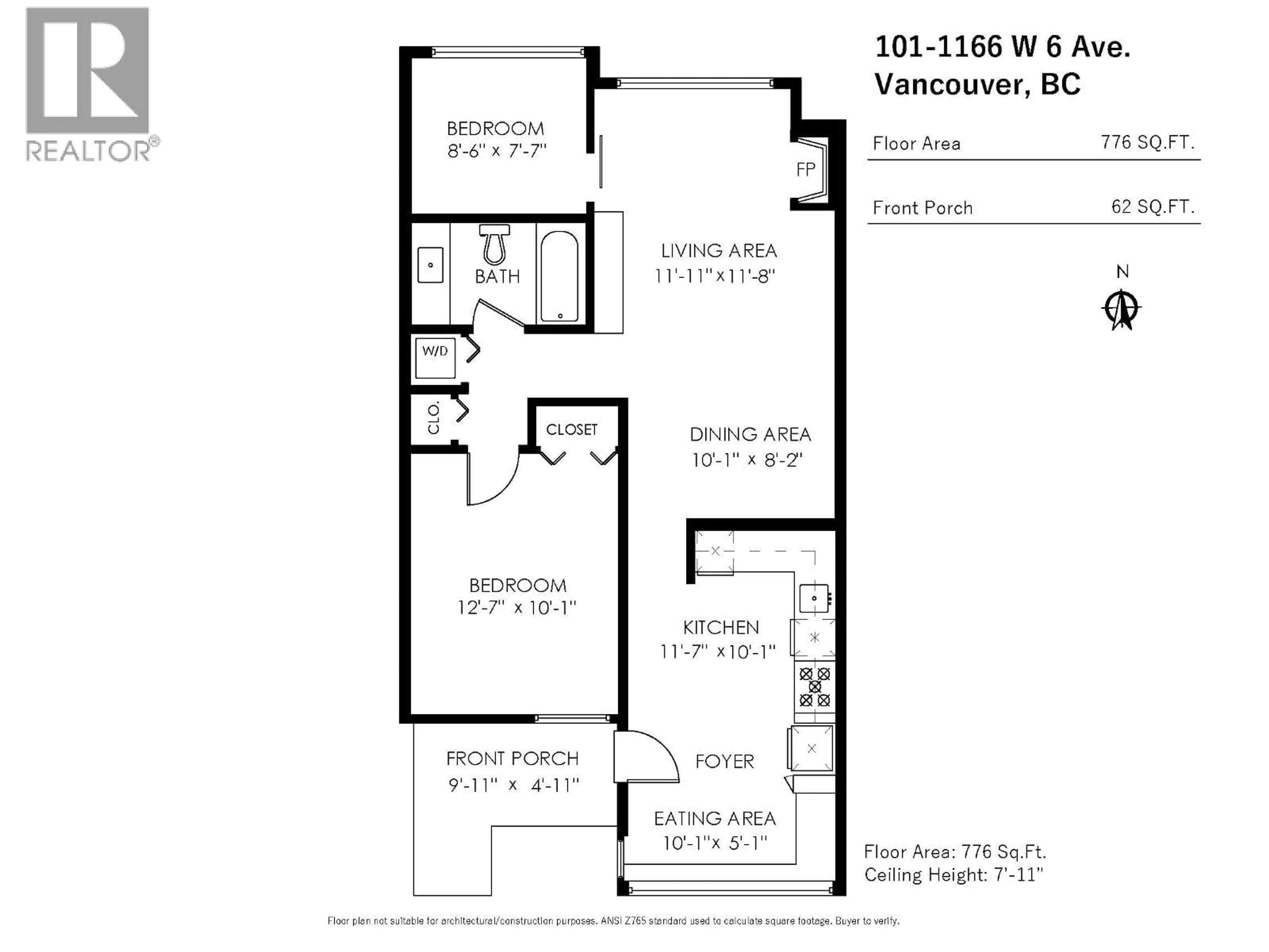 Floor plan for 101 - 1166 6TH AVENUE, Vancouver British Columbia V6H1A4