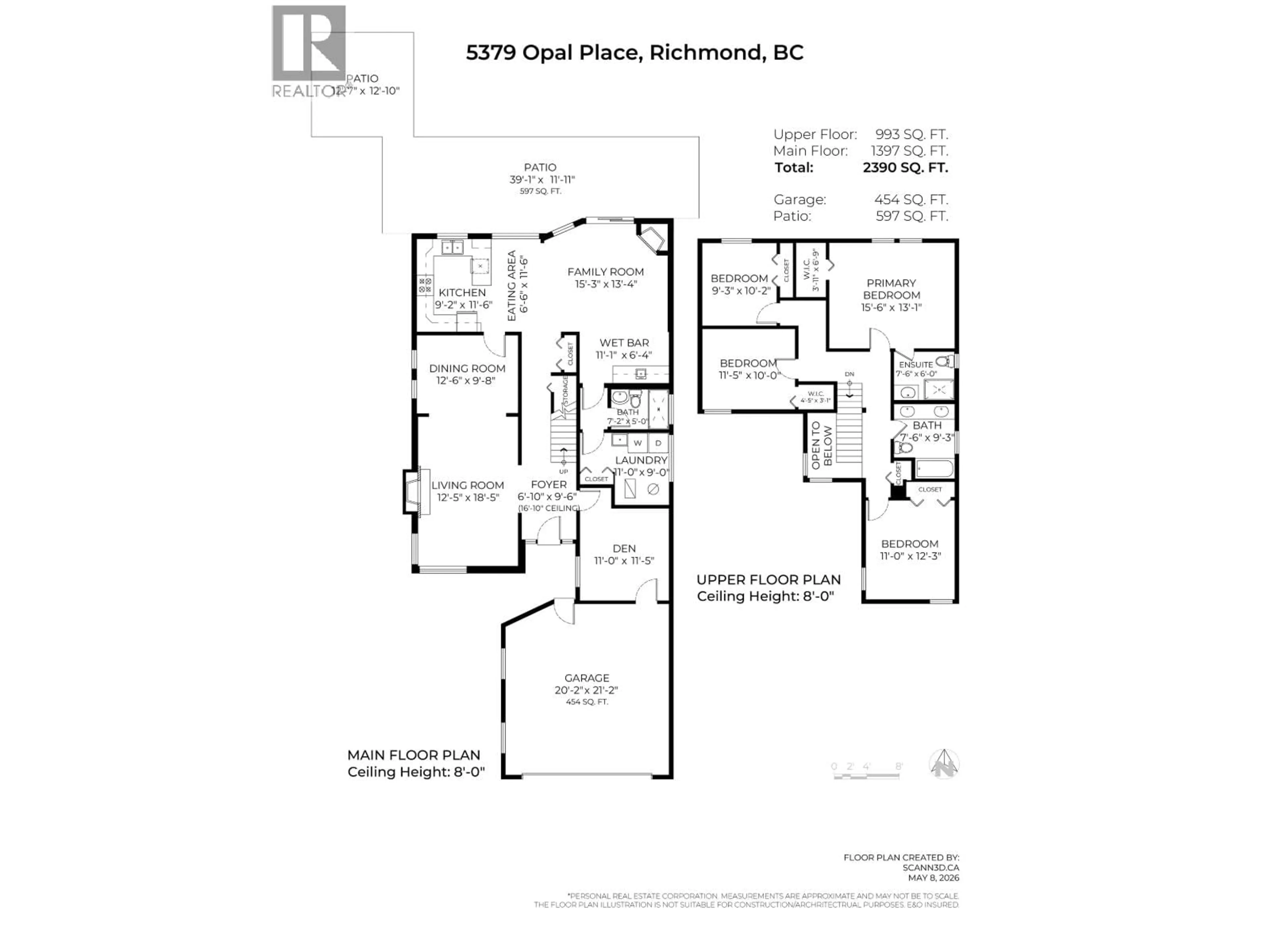 Floor plan for 5379 OPAL PLACE, Richmond British Columbia V7C5B4