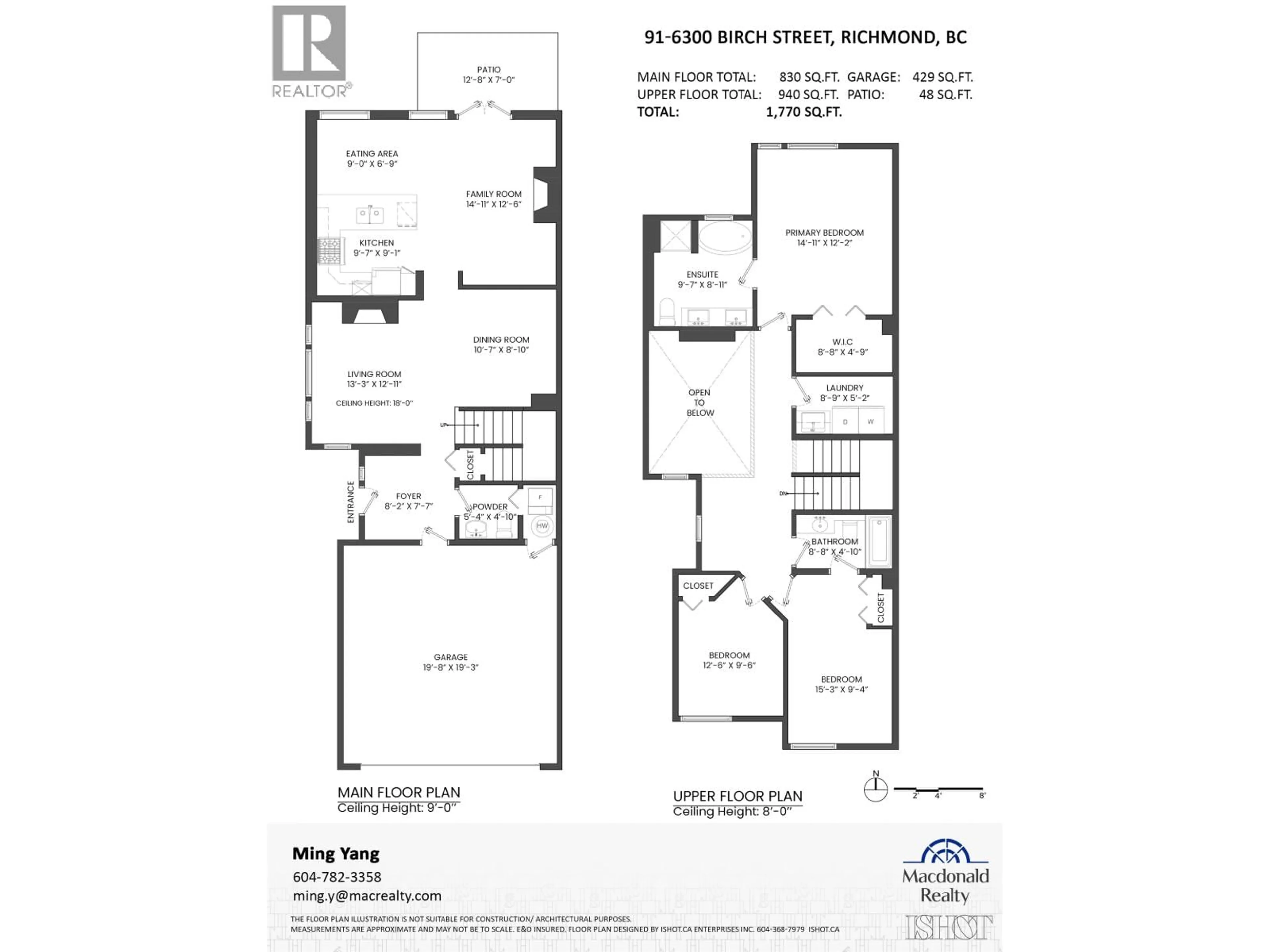 Floor plan for 91 - 6300 BIRCH STREET, Richmond British Columbia V6Y4K3