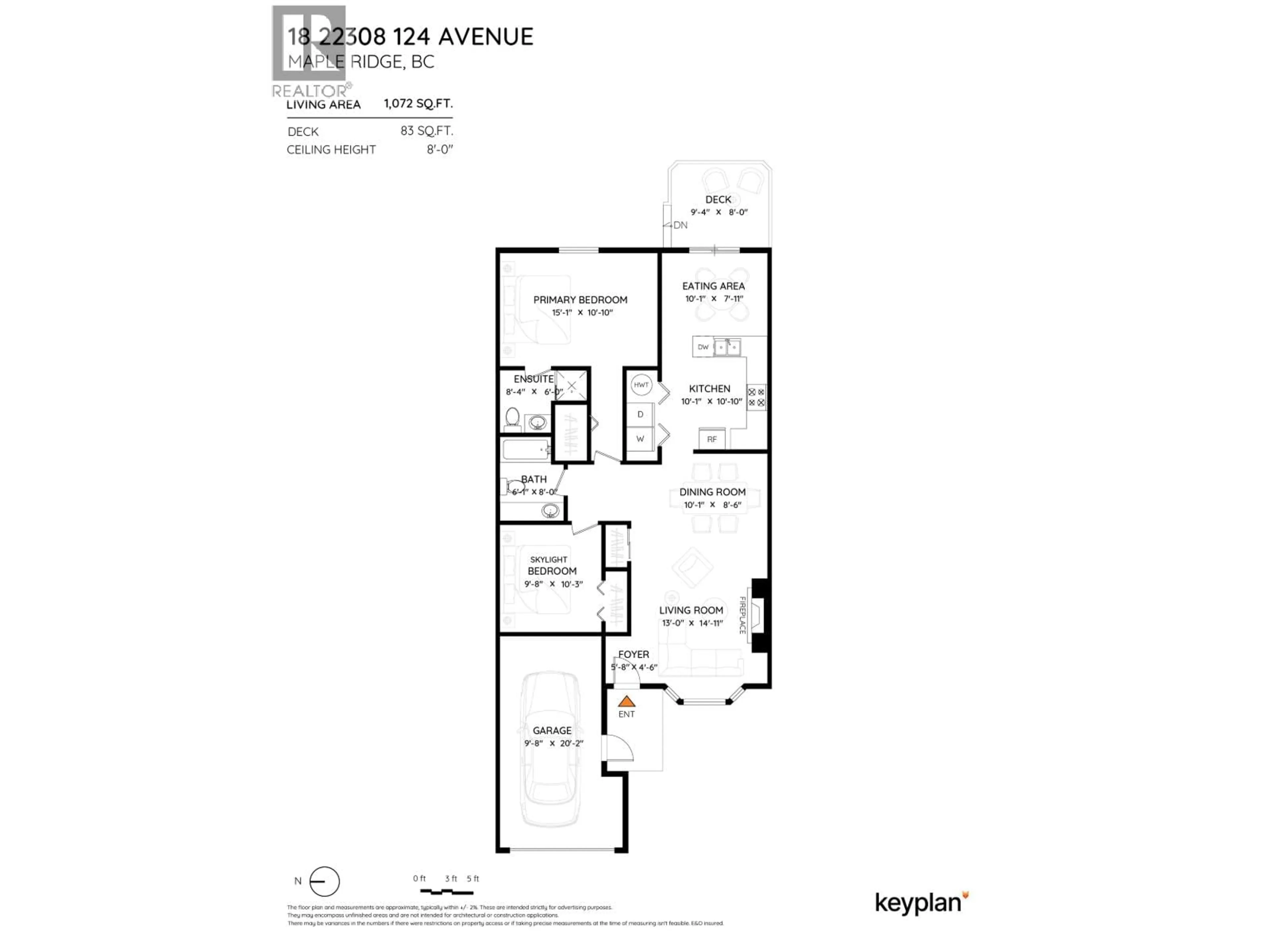 Floor plan for 18 - 22308 124 AVENUE, Maple Ridge British Columbia V2X0R6