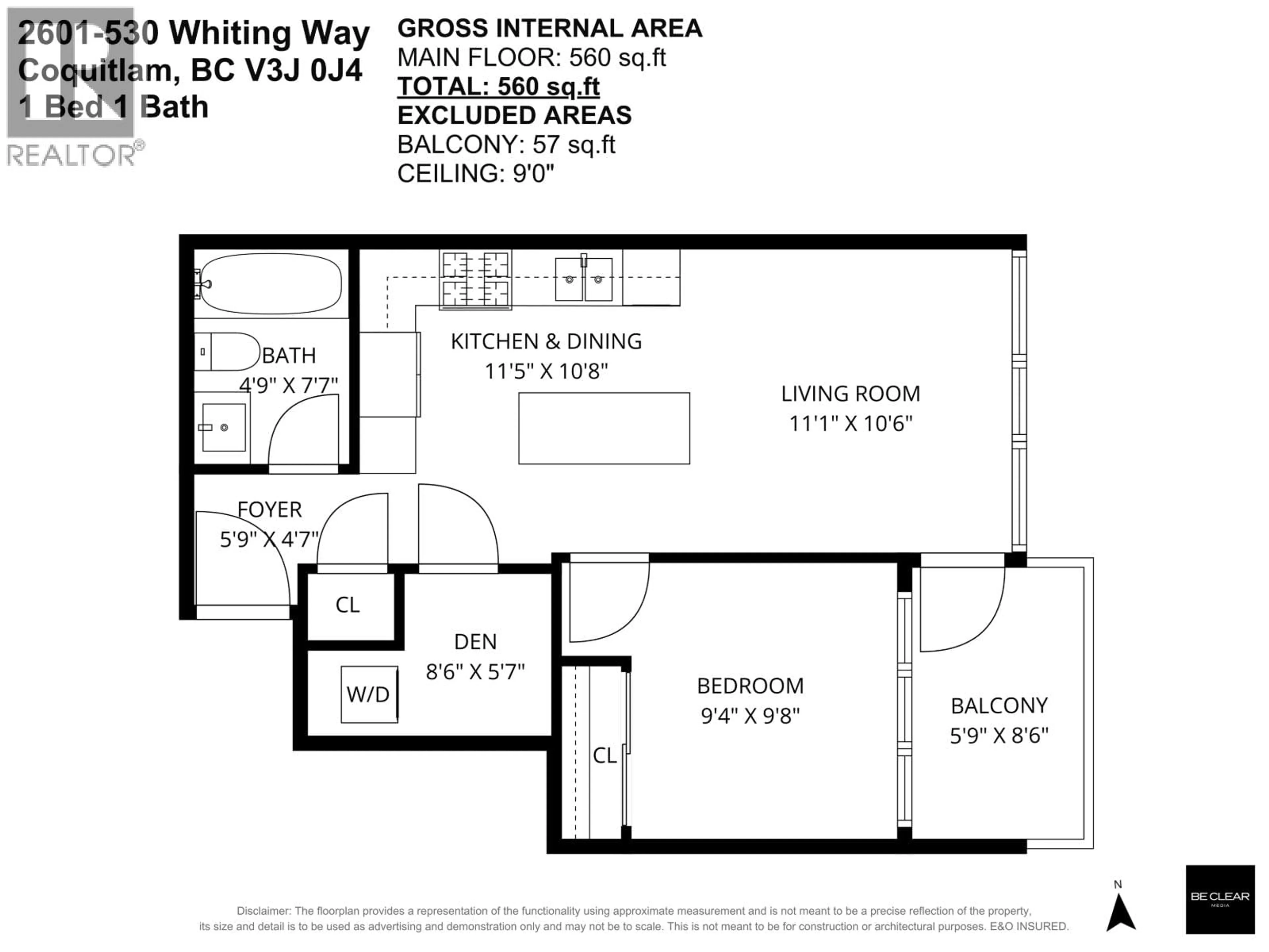Floor plan for 2601 - 530 WHITING WAY, Coquitlam British Columbia V3J0J4