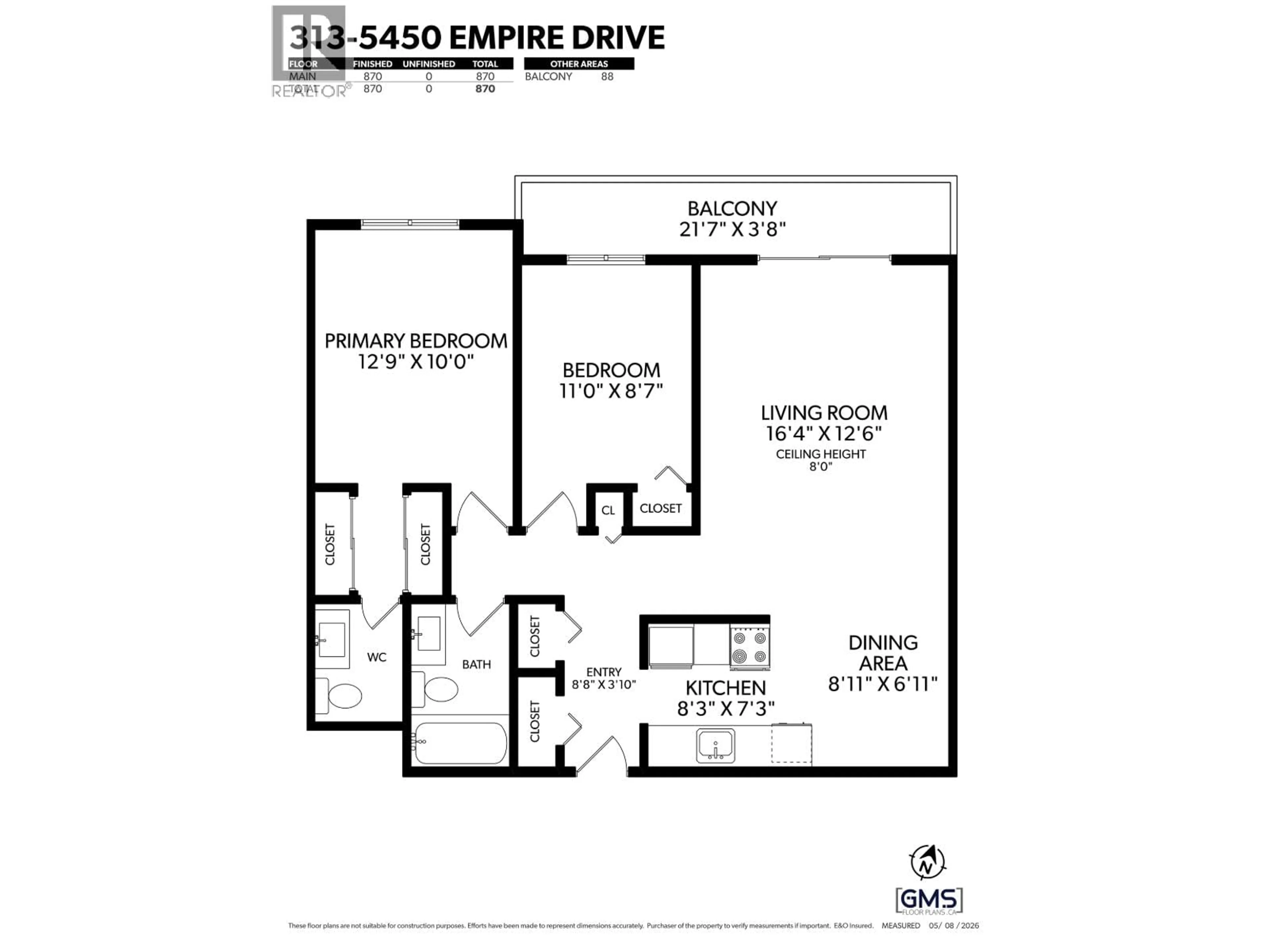 Floor plan for 313 - 5450 EMPIRE DRIVE, Burnaby British Columbia V5B1N4