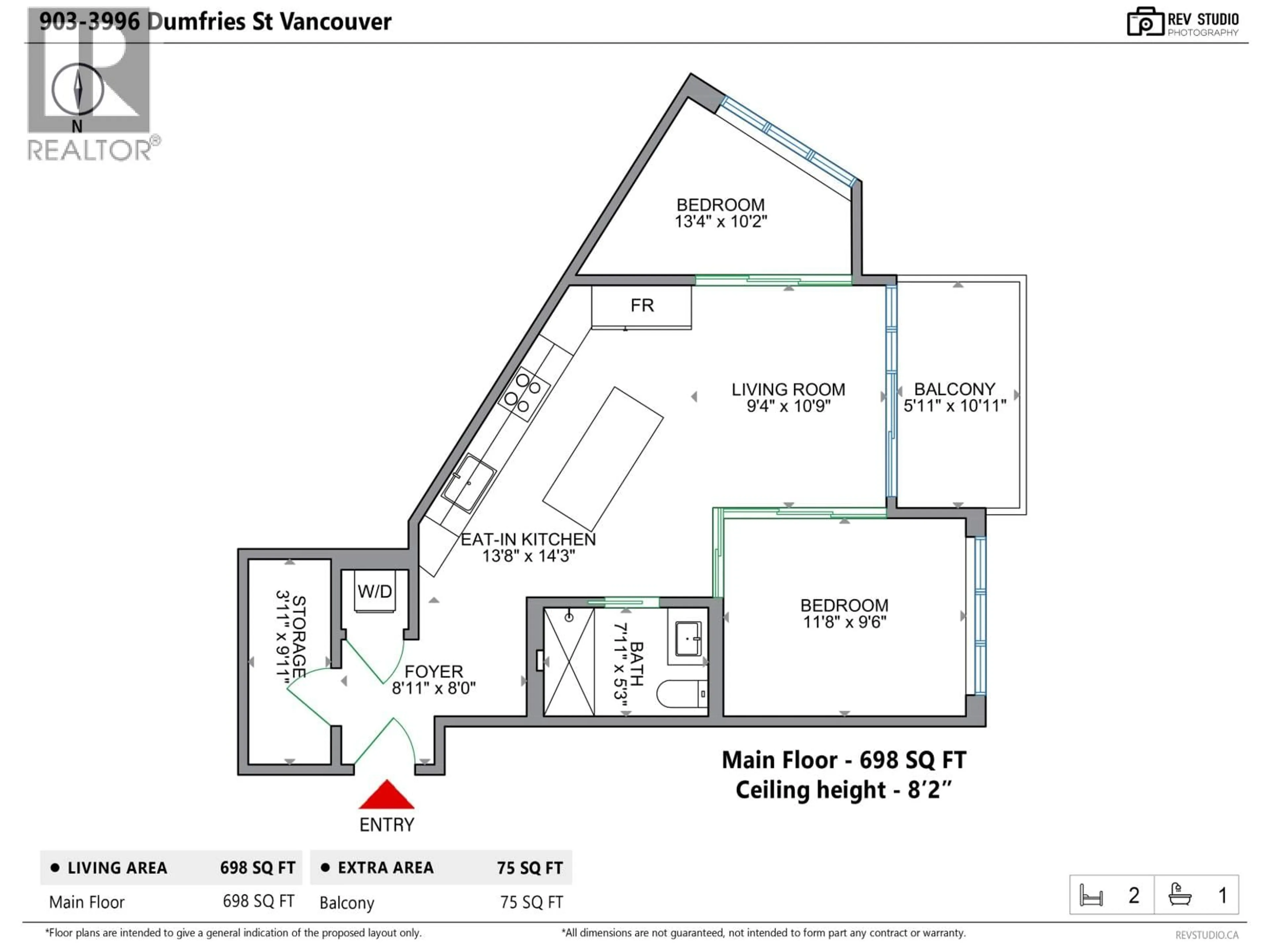 Floor plan for 903 - 3996 DUMFRIES STREET, Vancouver British Columbia V5N0J1