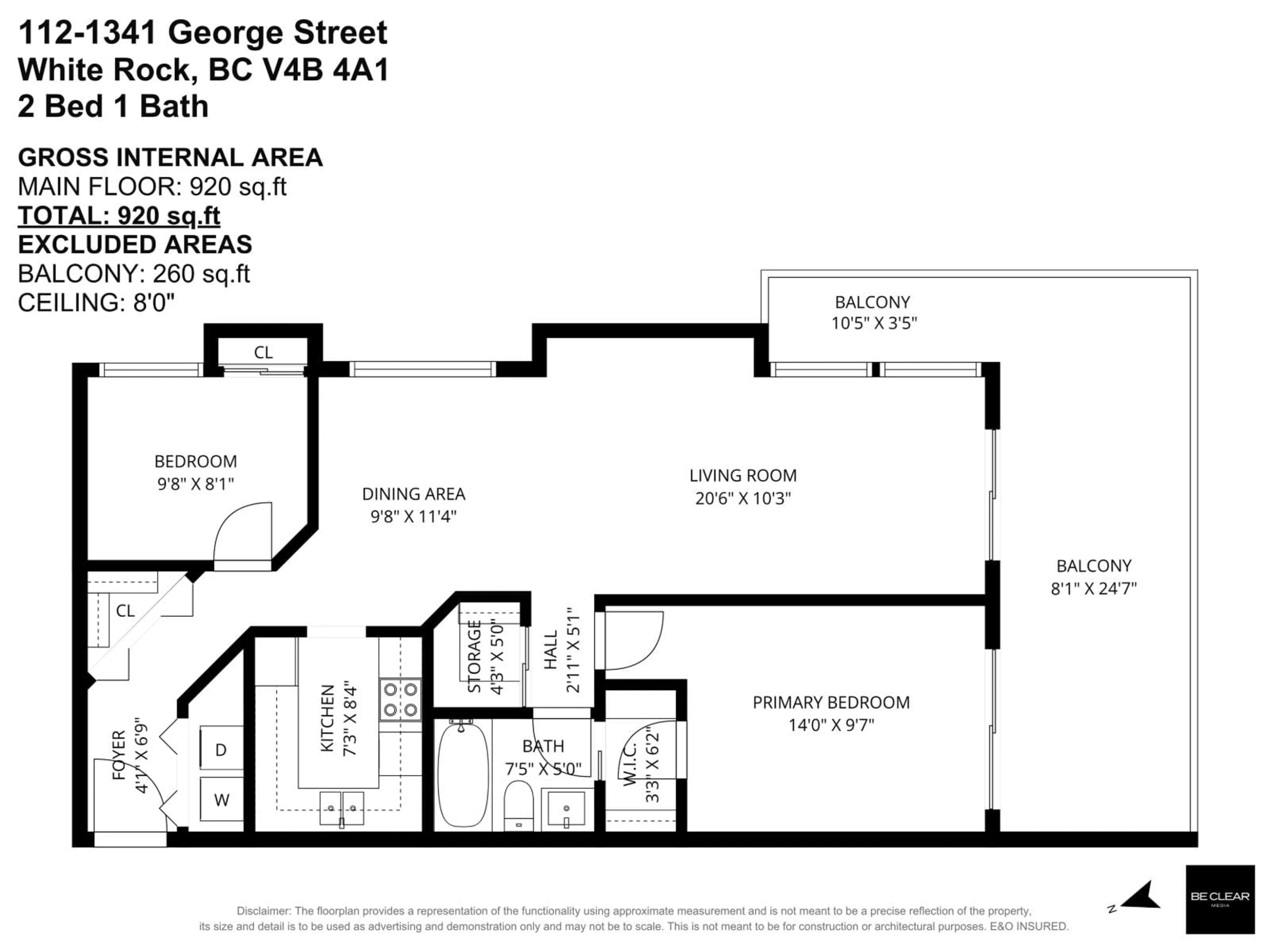 Floor plan for 112 - 1341 GEORGE STREET, White Rock British Columbia V4B4A1