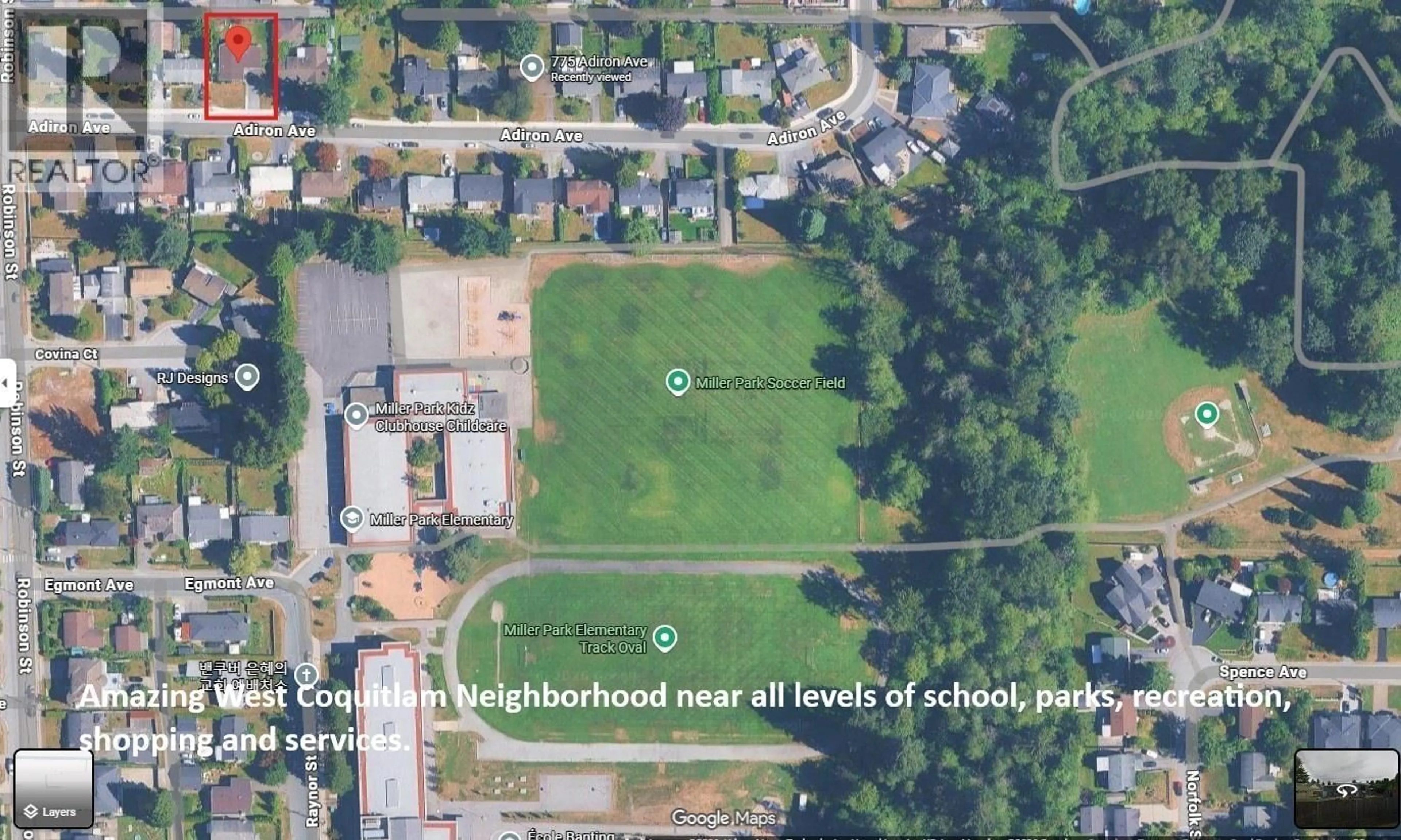 A pic from outside/outdoor area/front of a property/back of a property/a pic from drone, street for 755 ADIRON AVENUE, Coquitlam British Columbia V3J4K1