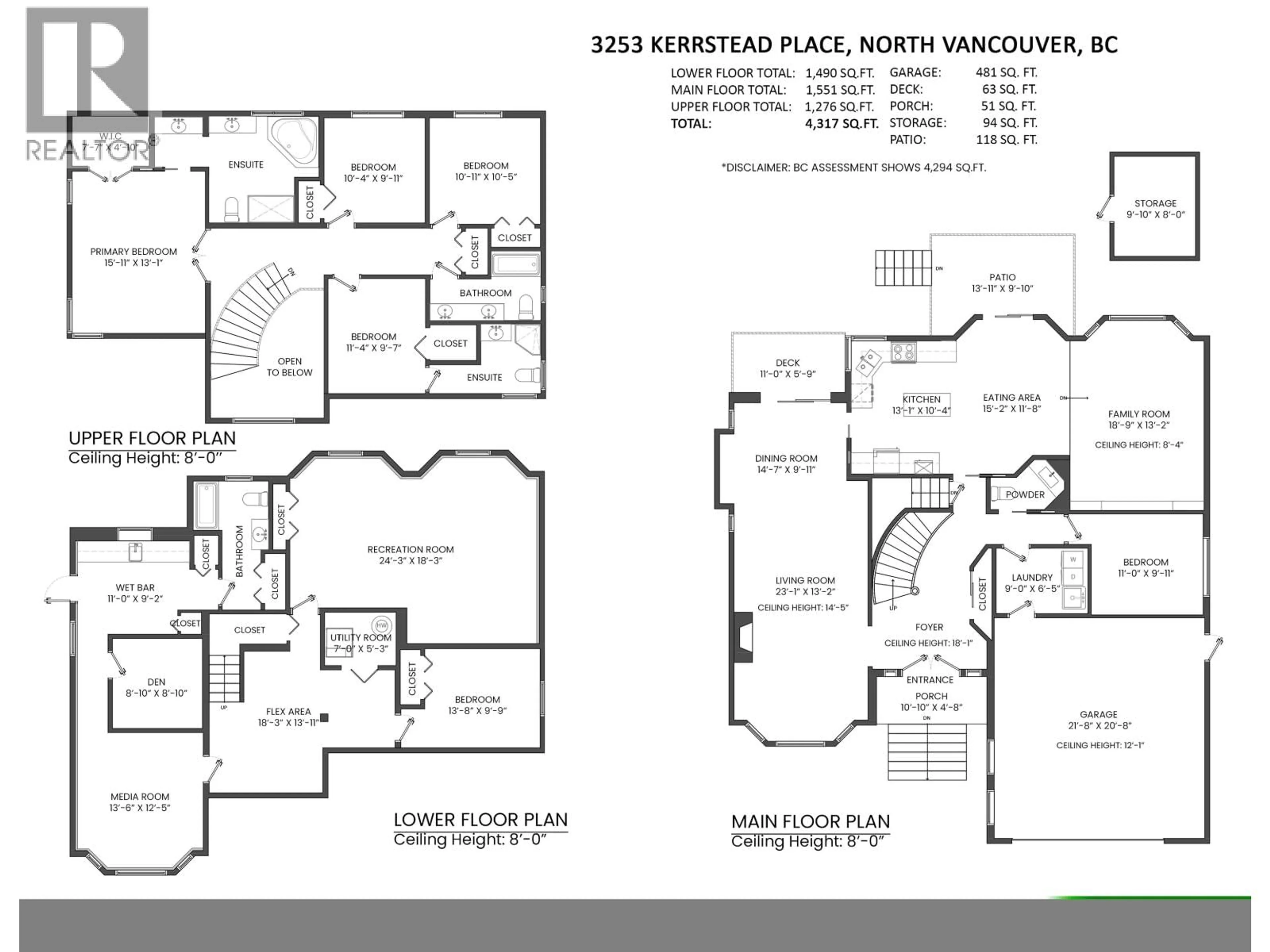 Floor plan for 3253 KERRSTEAD PLACE, North Vancouver British Columbia V7J3T4