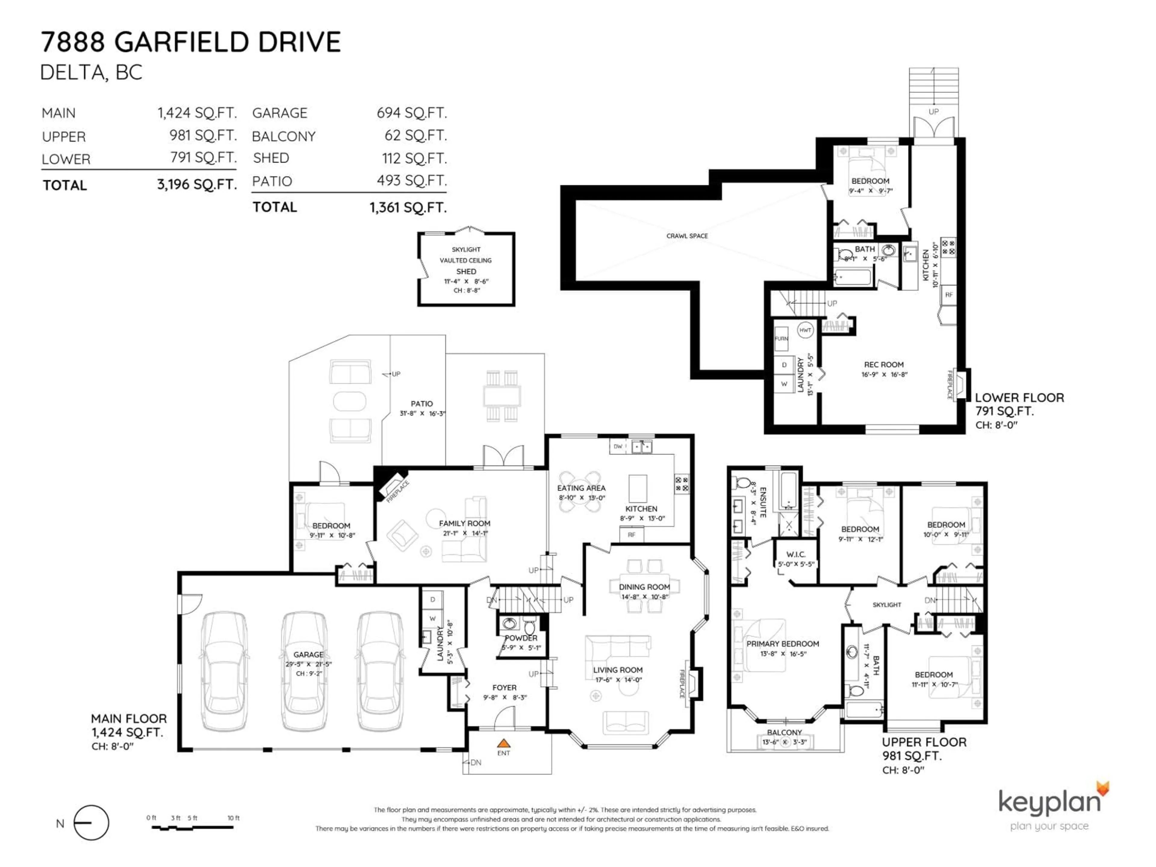 Floor plan for 7888 GARFIELD DRIVE, Delta British Columbia V4C7J4