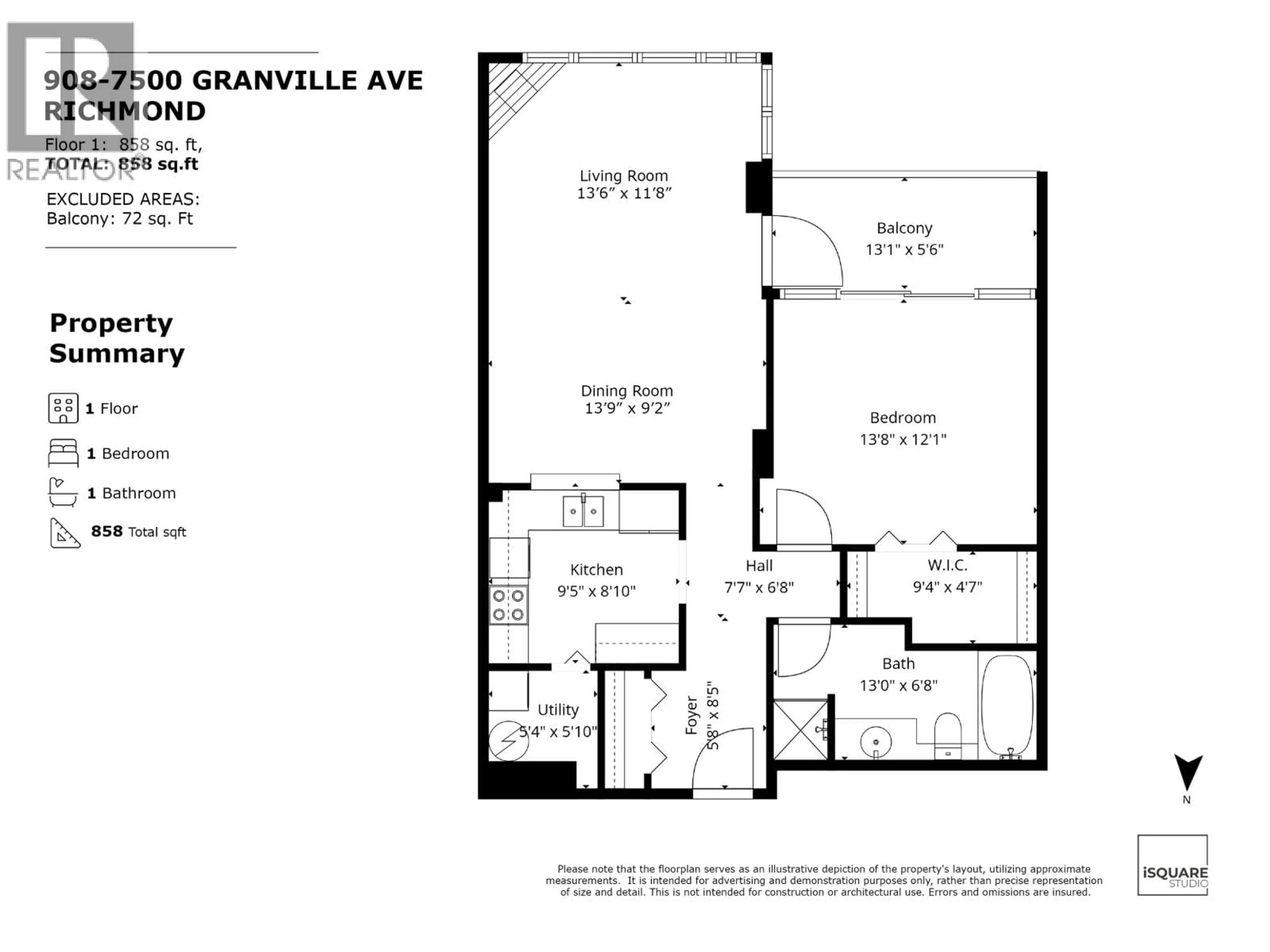 Floor plan for 908 - 7500 GRANVILLE AVENUE, Richmond British Columbia V6Y3Y6