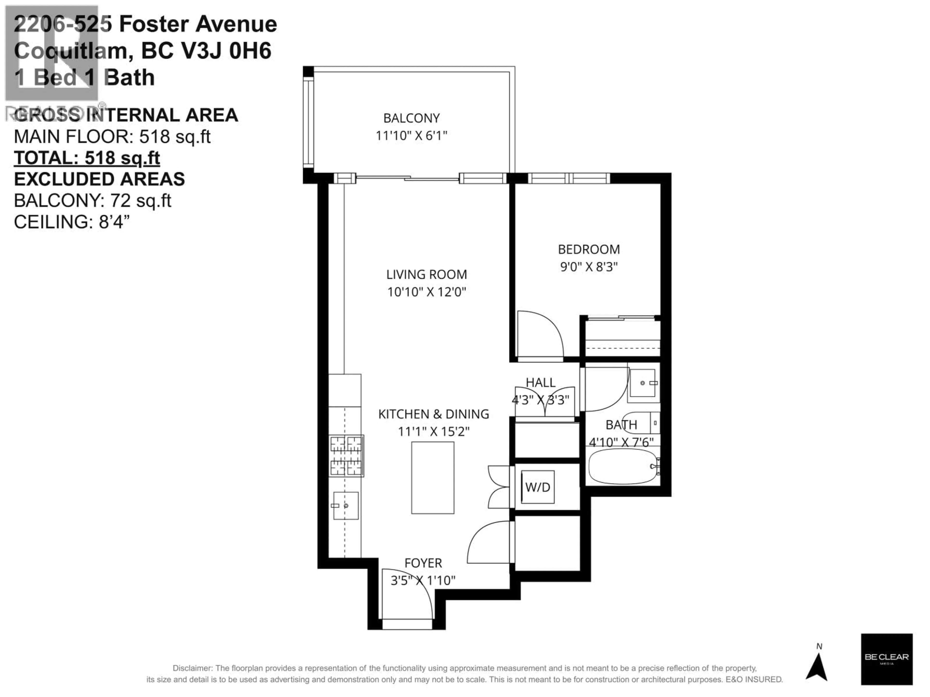 Floor plan for 2206 - 525 FOSTER AVENUE, Coquitlam British Columbia V3J0H6