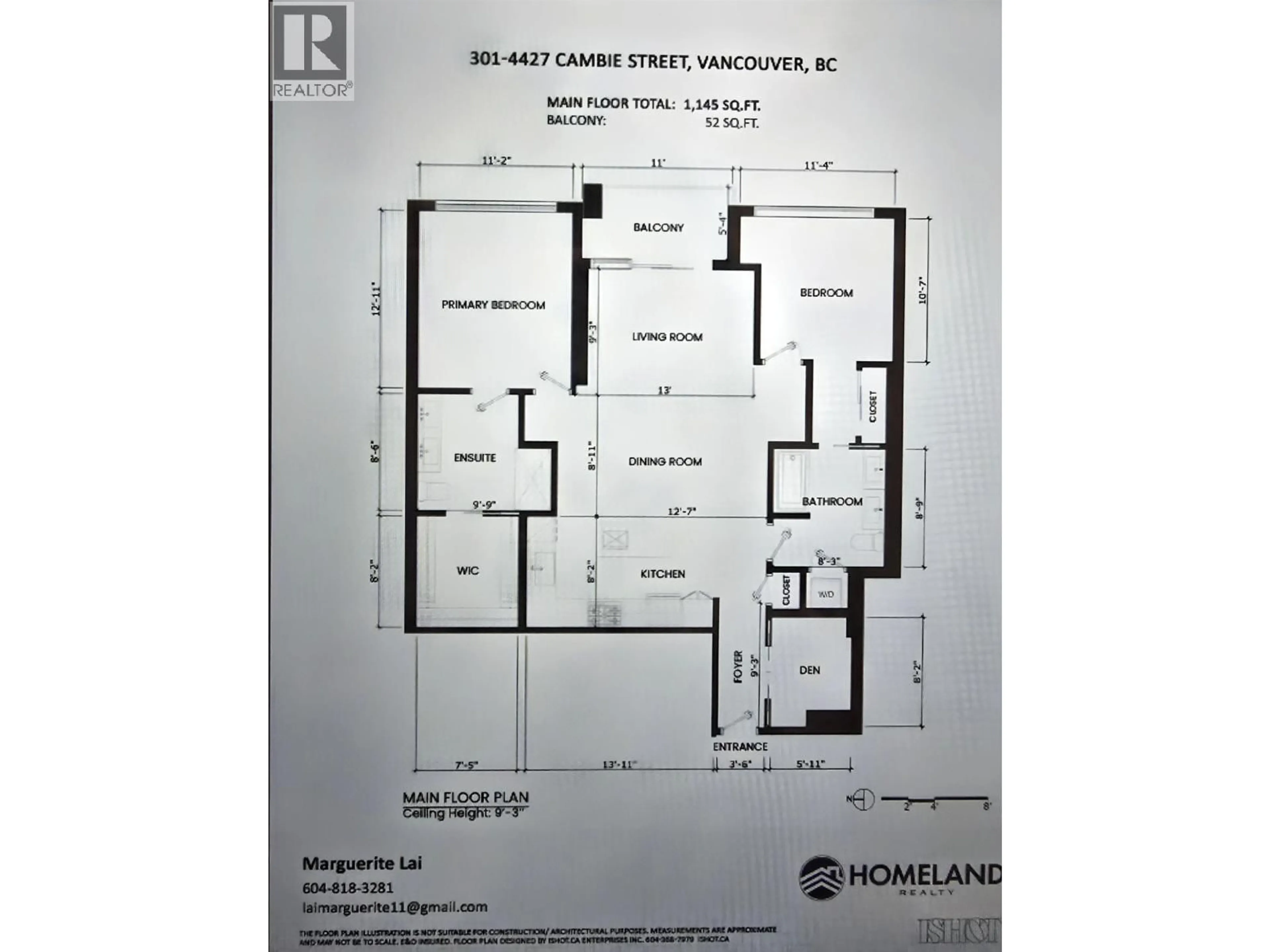 Floor plan for 301 - 4427 CAMBIE STREET, Vancouver British Columbia V5Z2Y8