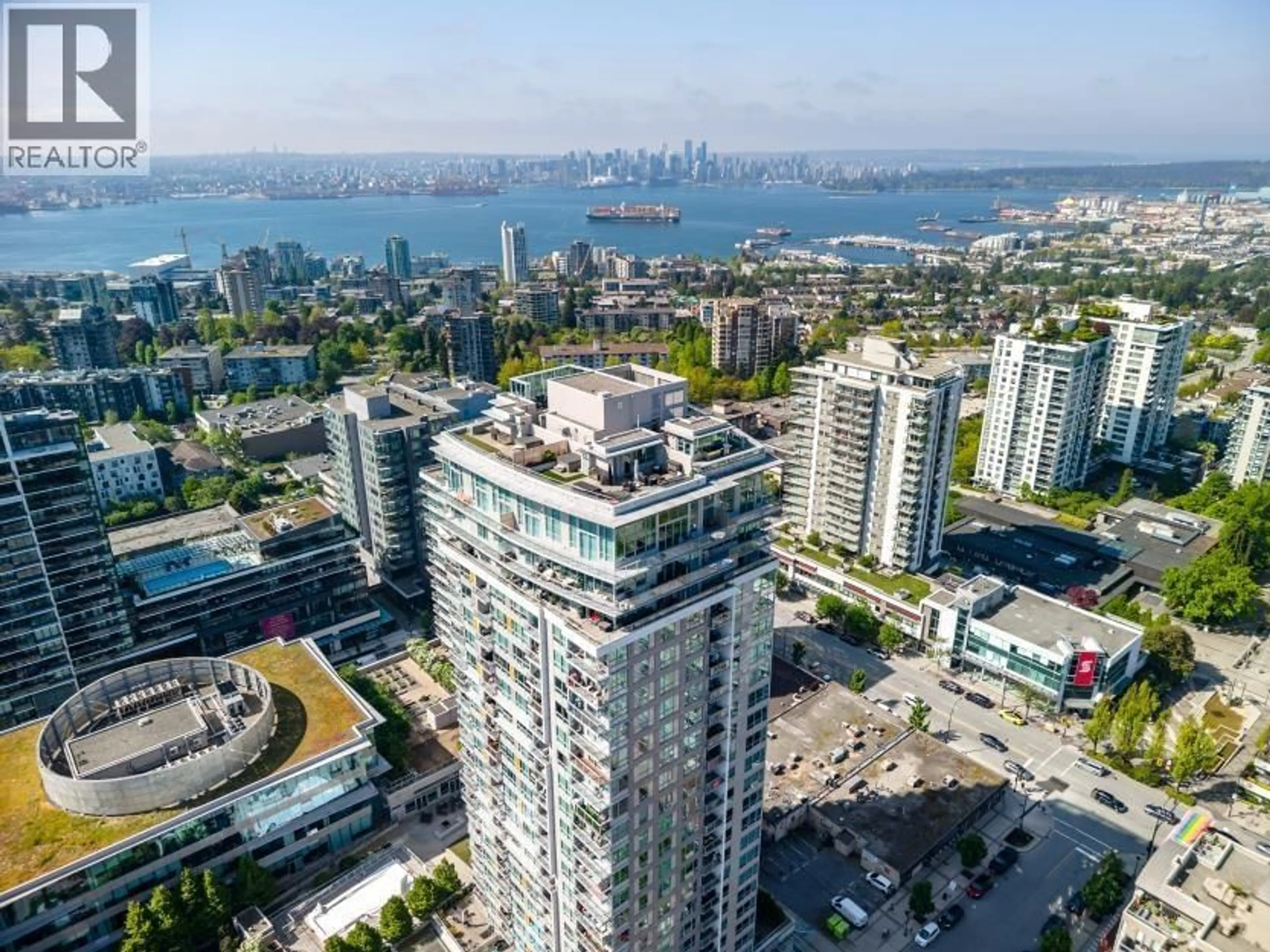 A pic from outside/outdoor area/front of a property/back of a property/a pic from drone, city buildings view from balcony for 1702 - 125 14TH STREET, North Vancouver British Columbia V7L0E6