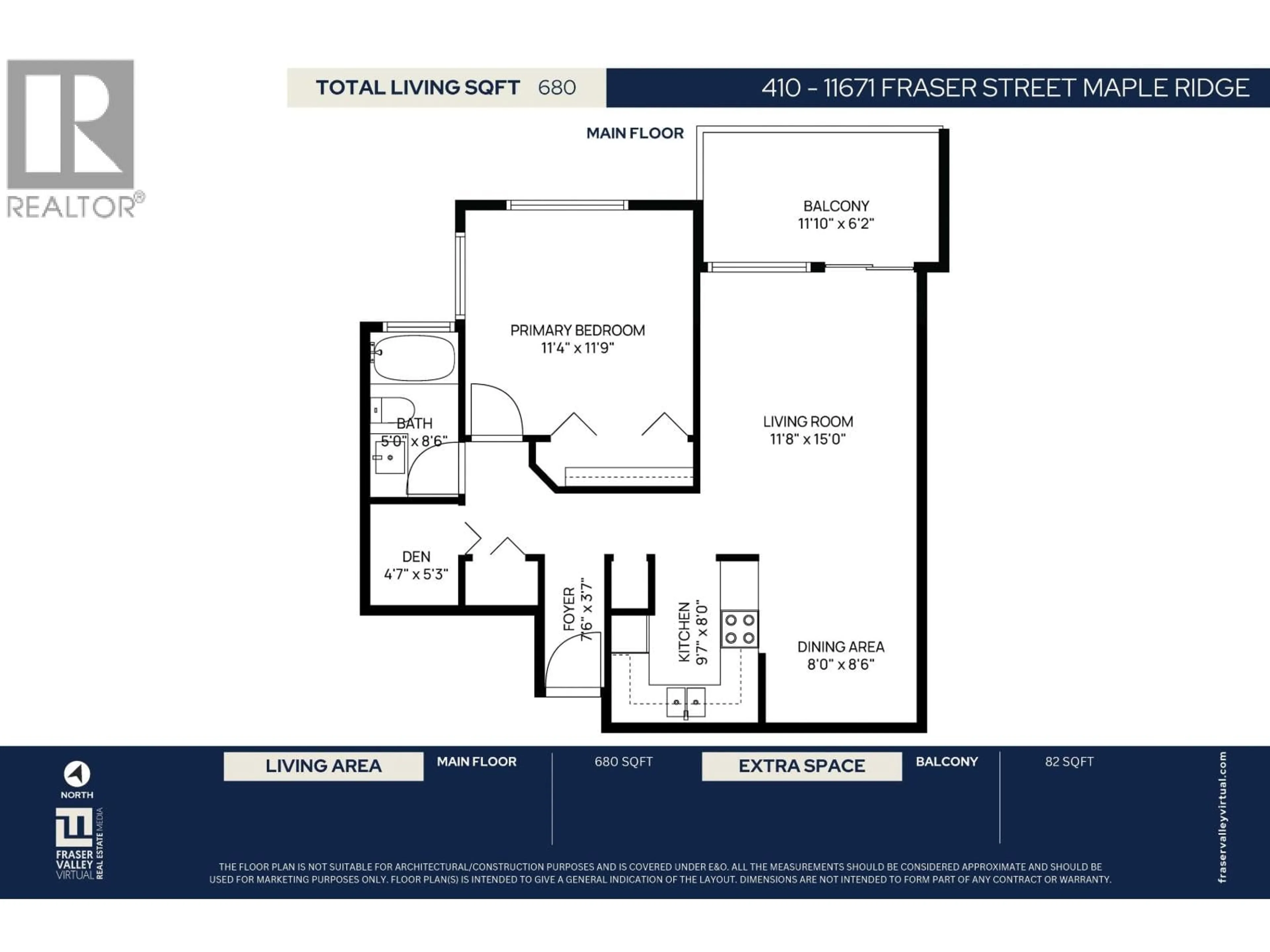 Floor plan for 410 - 11671 FRASER STREET, Maple Ridge British Columbia V2X6C4
