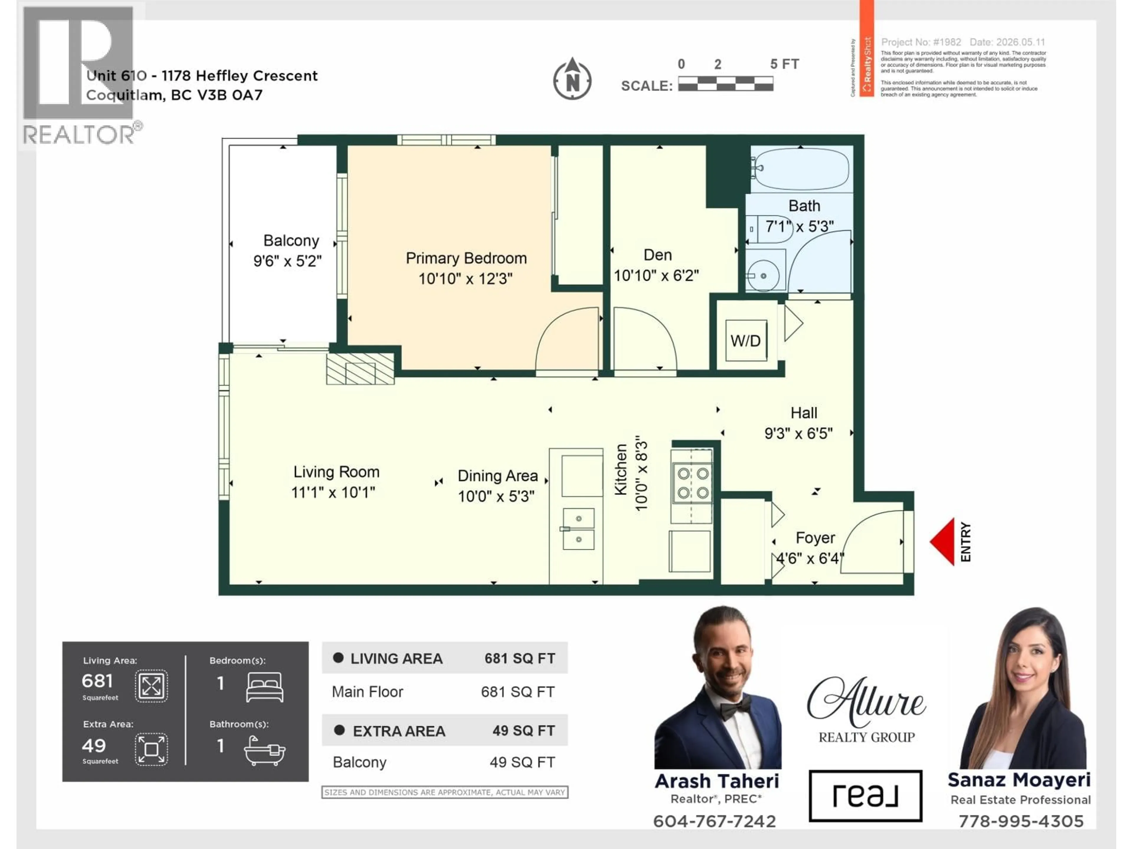 Floor plan for 610 - 1178 HEFFLEY CRESCENT, Coquitlam British Columbia V3B0A7