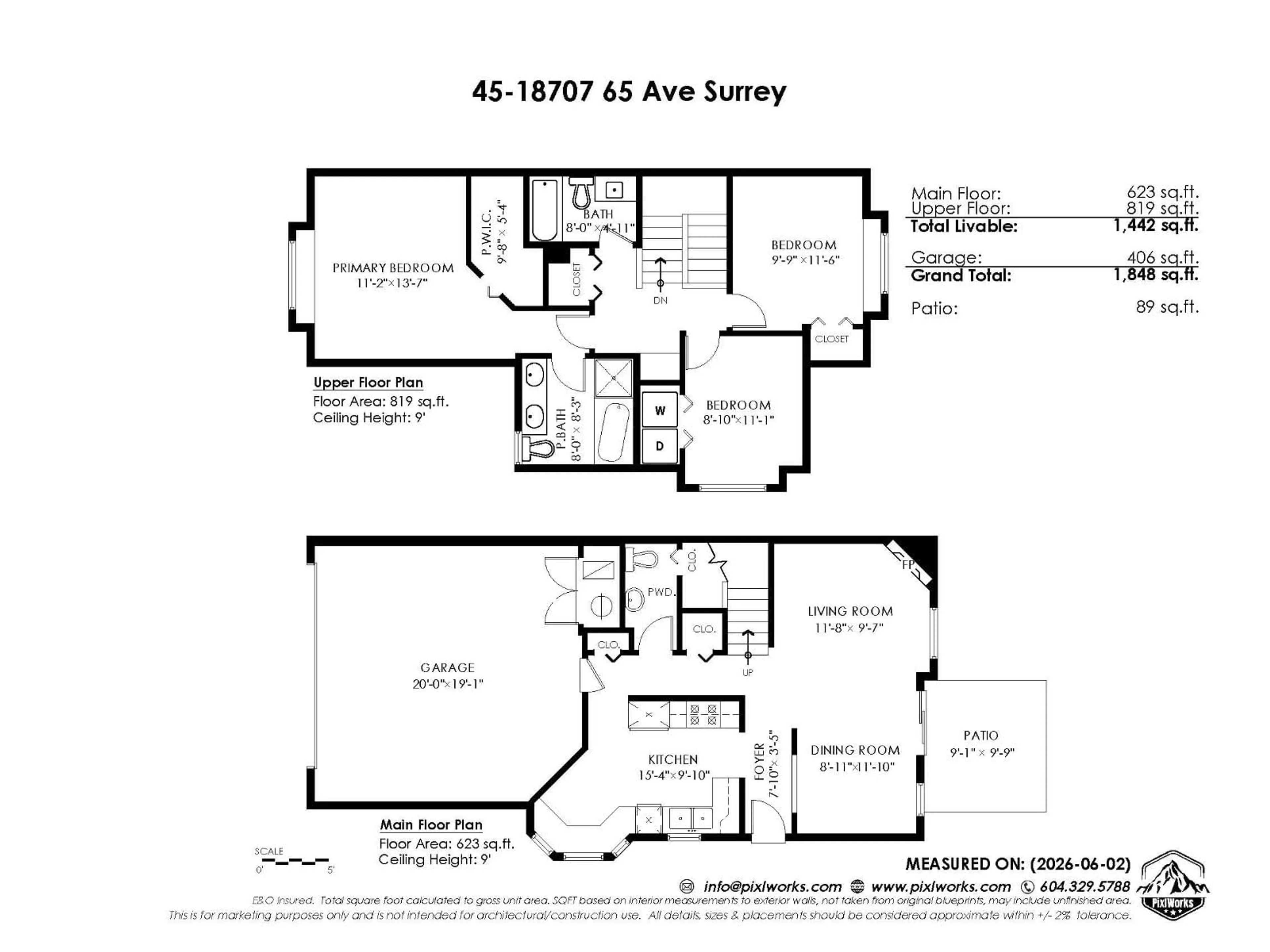 Floor plan for 45 - 18707 65 AVENUE, Surrey British Columbia V3S9H2